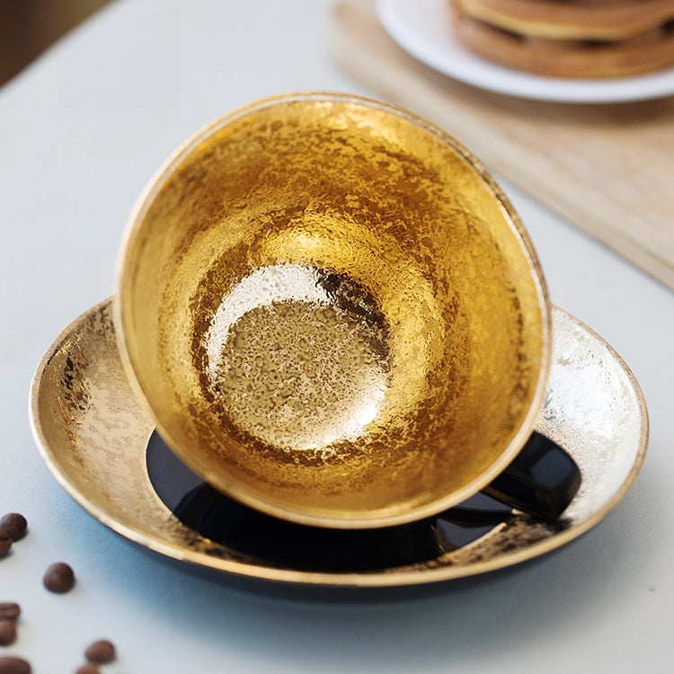 Arita Ware Handcrafted Kinsai Black Gold Coffee Cup/Saucer Set