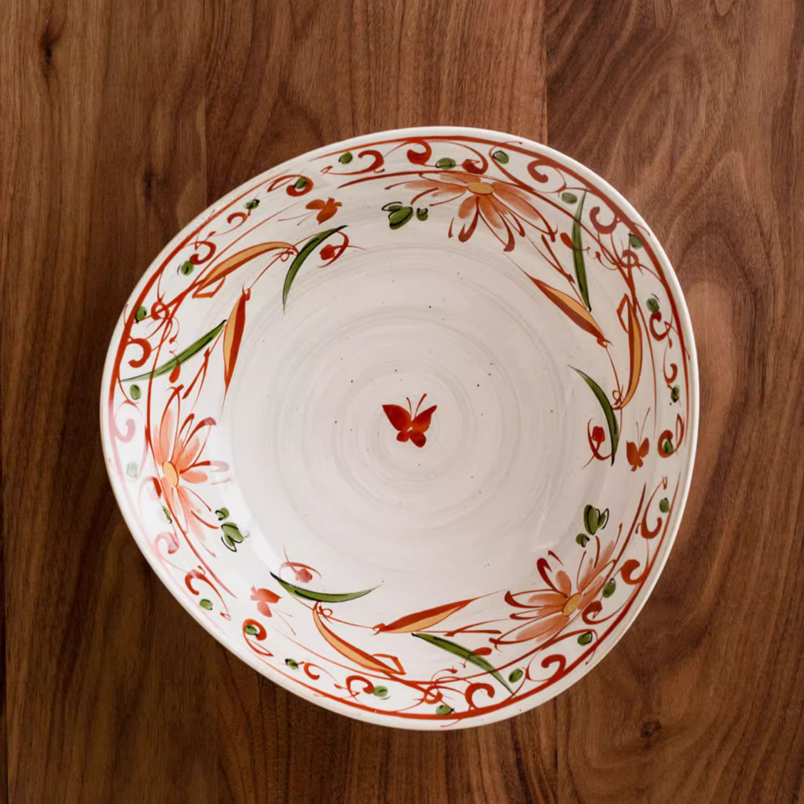 Minoware Akae Red Blossom Butterfly Dish Collection