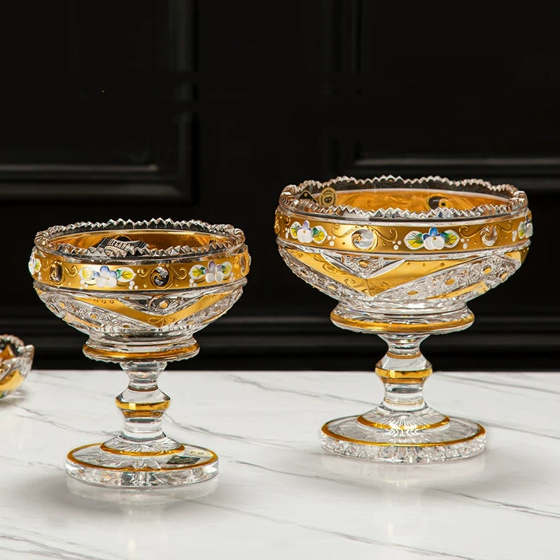 Bohemian Crystal Gilded Enamel Candy Bowl And Dish Collection