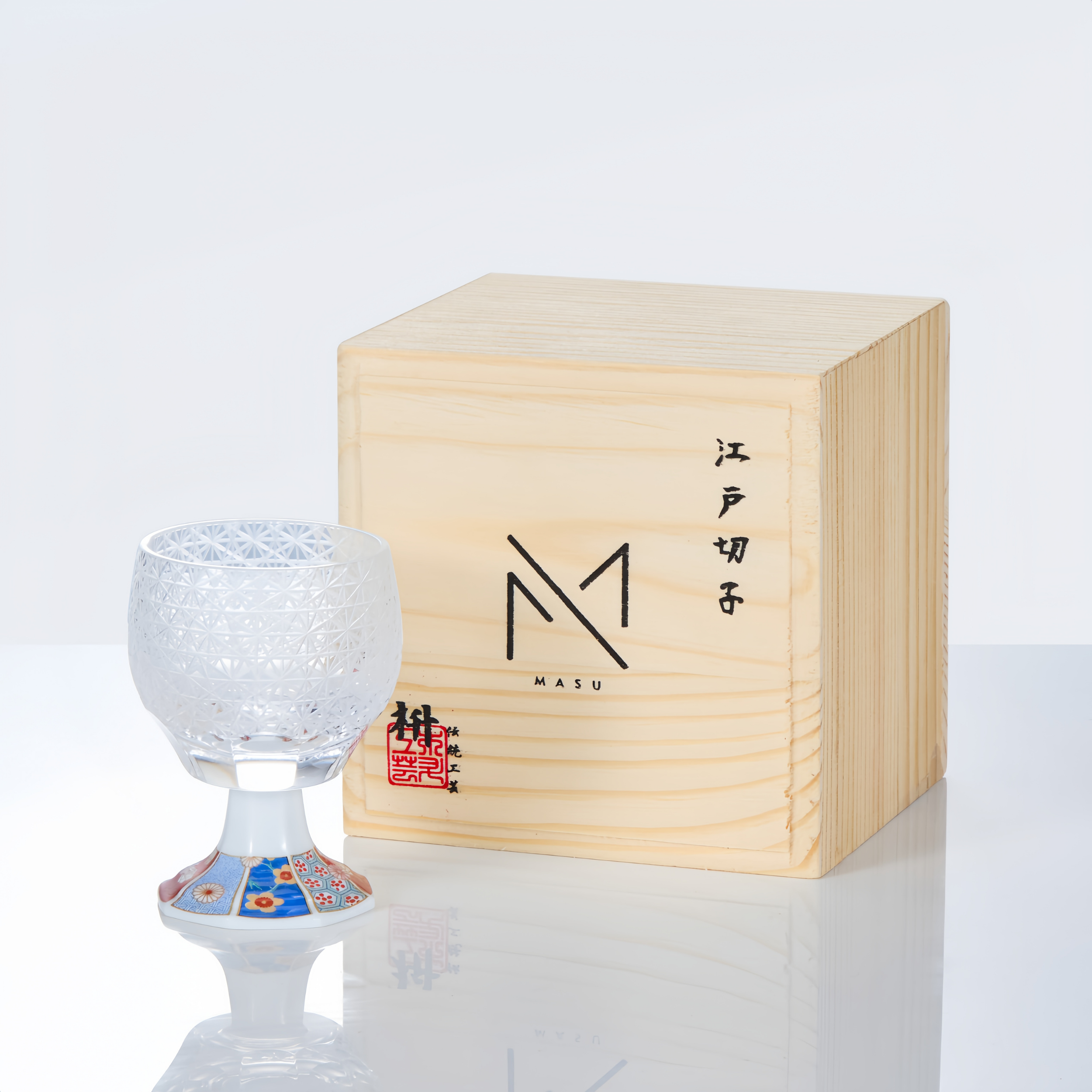 Edo Kiriko Handcrafted Kazaridai Goblet Glass Collection