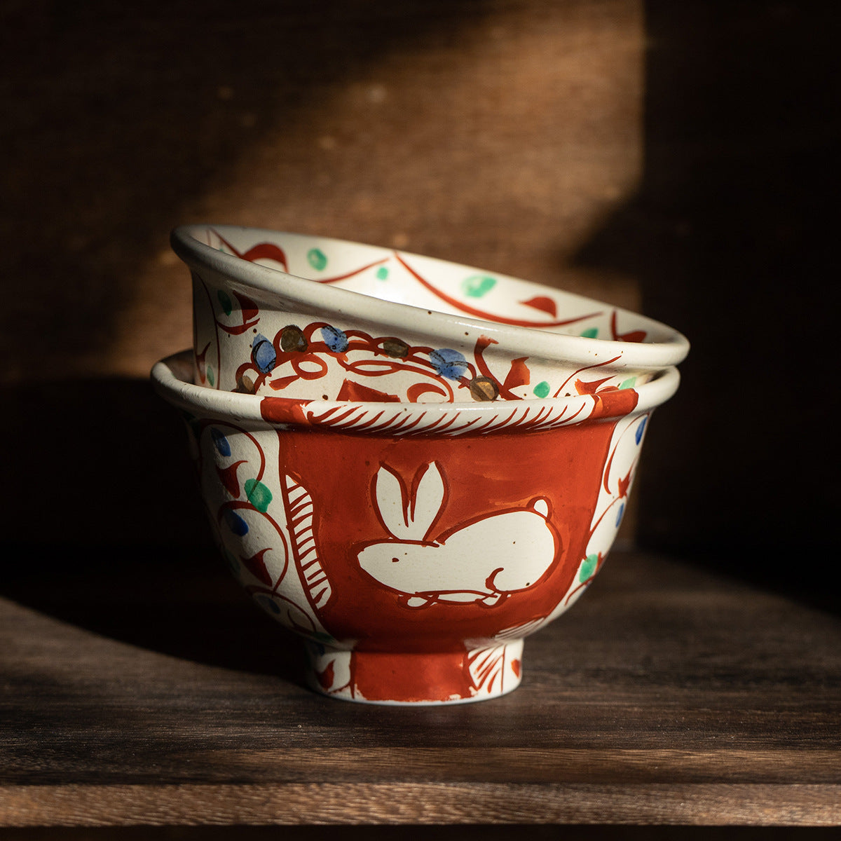 Seto Ware Handcrafted Akae Ceramic Rice Bowl Collection