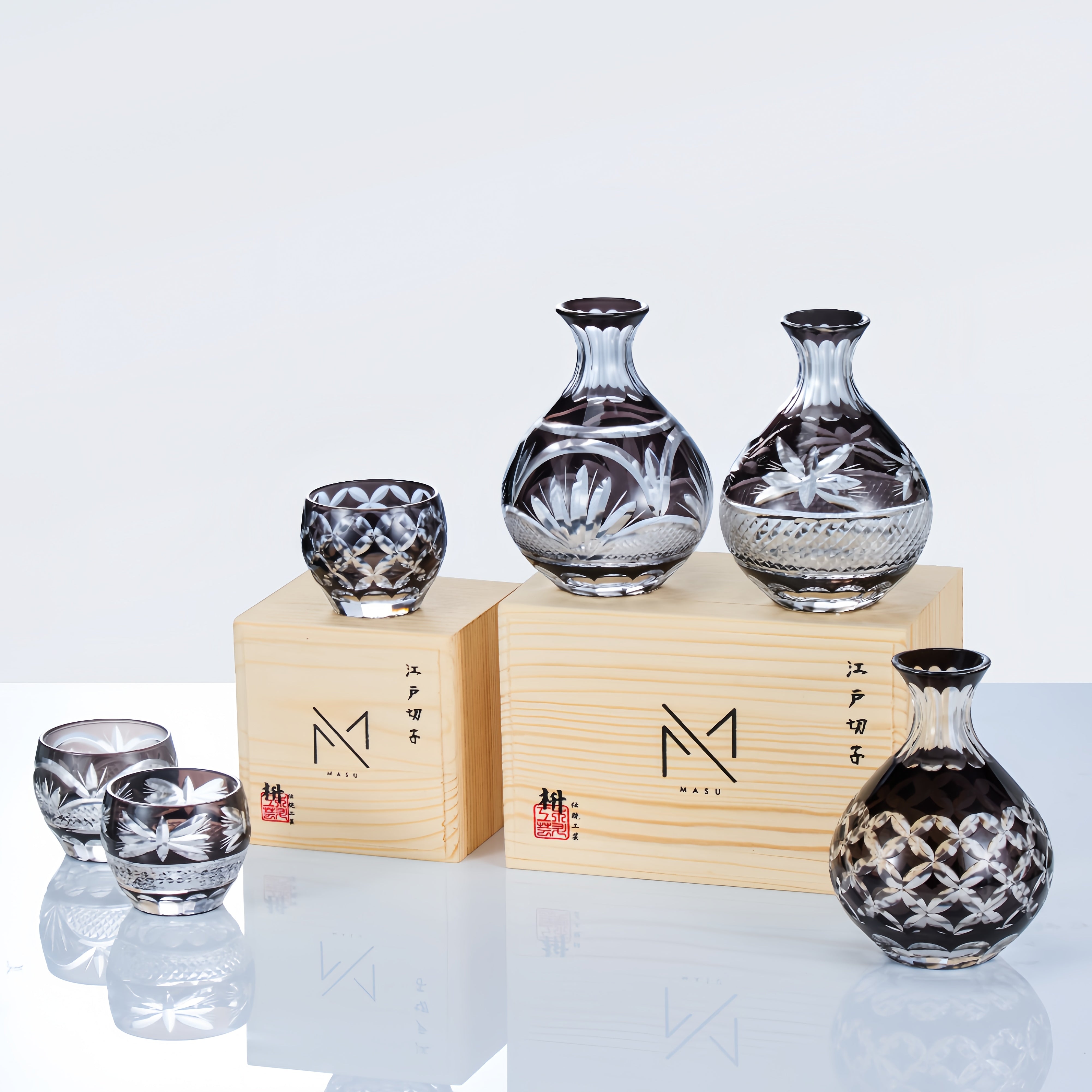 Edo Kiriko Handcrafted Gure Sake Glass Collection
