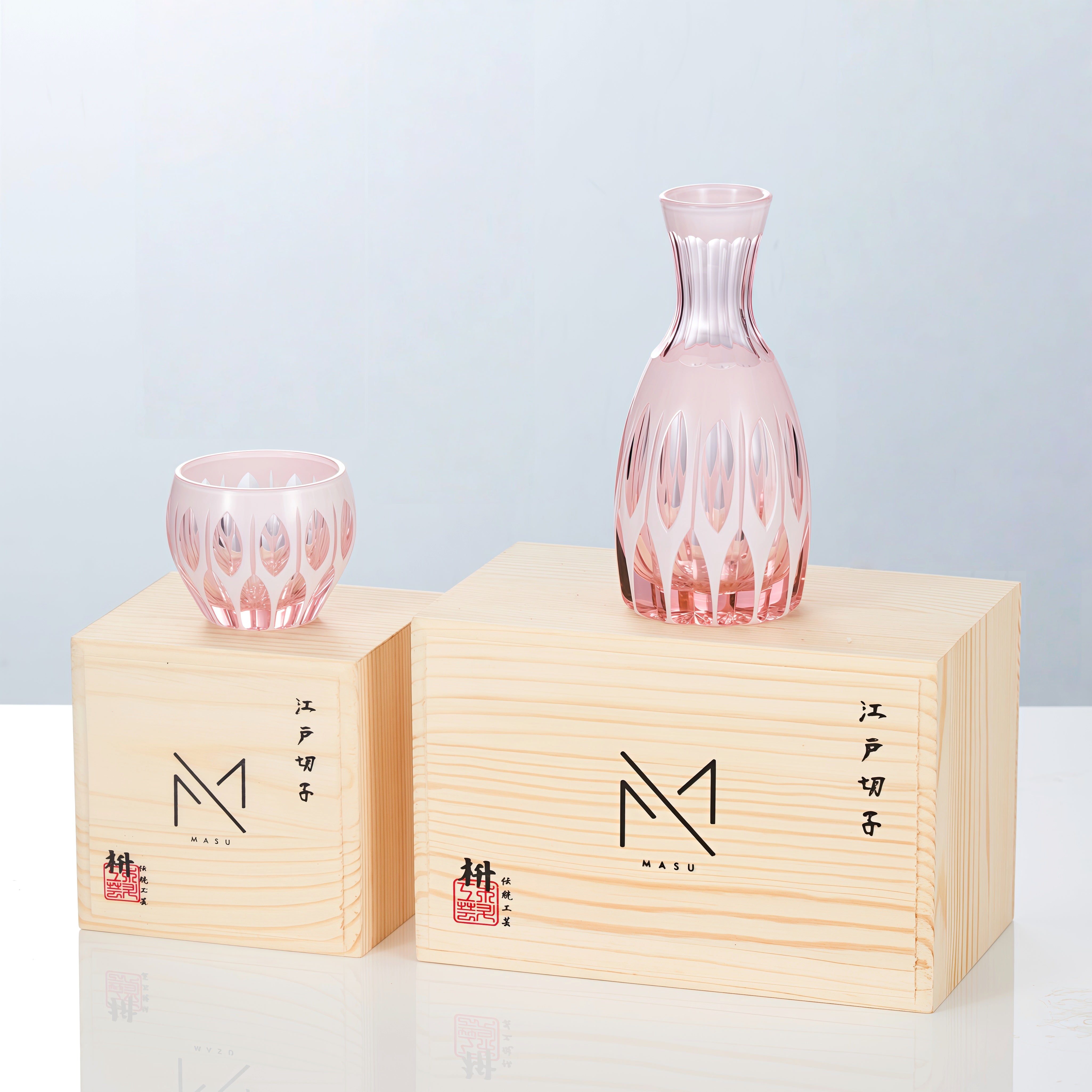 Edo Kiriko Handcrafted Momo Sake Glass Collection