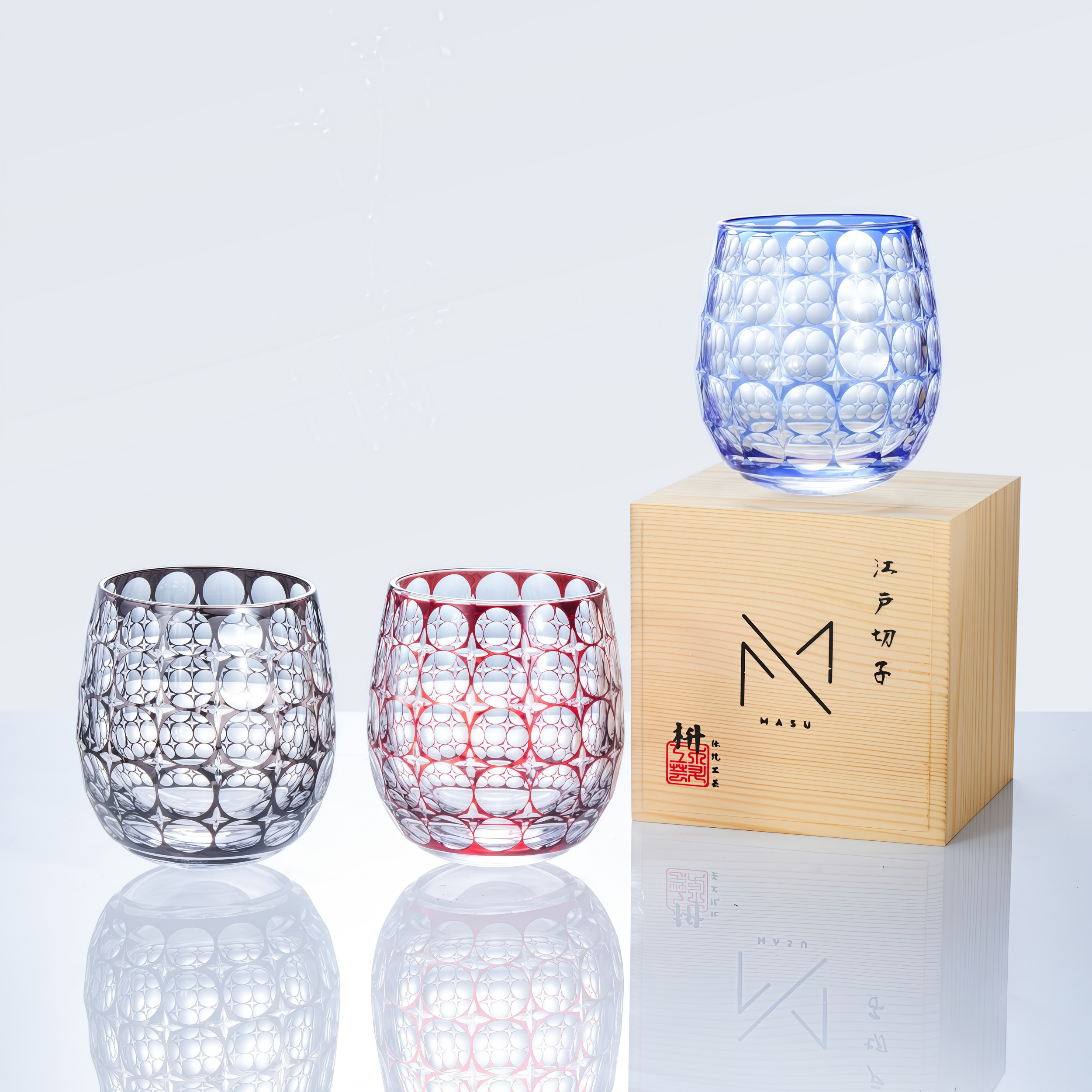 Edo Kiriko Handcrafted Hanamaru Whisky Glass Collection