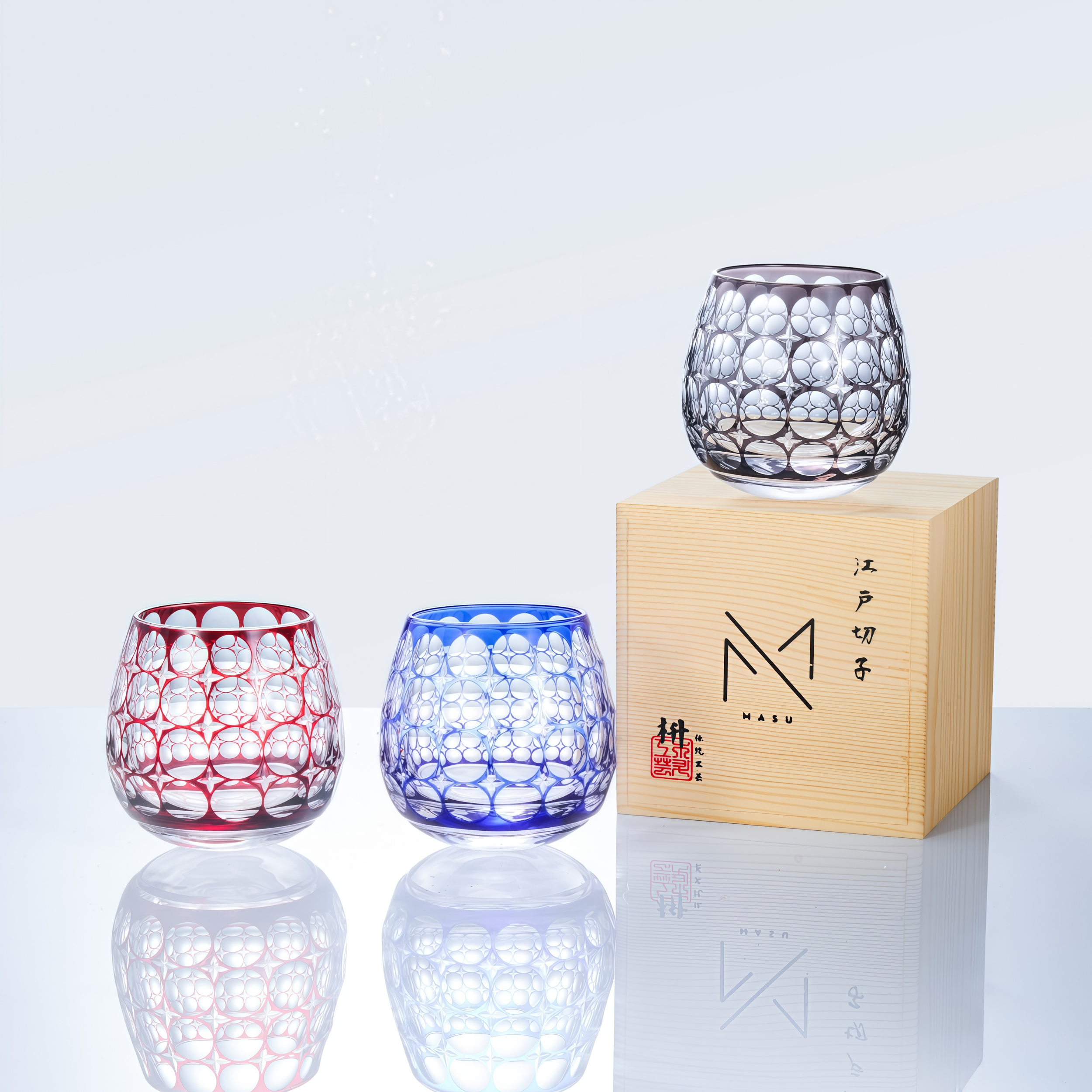 Edo Kiriko Handcrafted Hanamaru Whisky Glass Collection