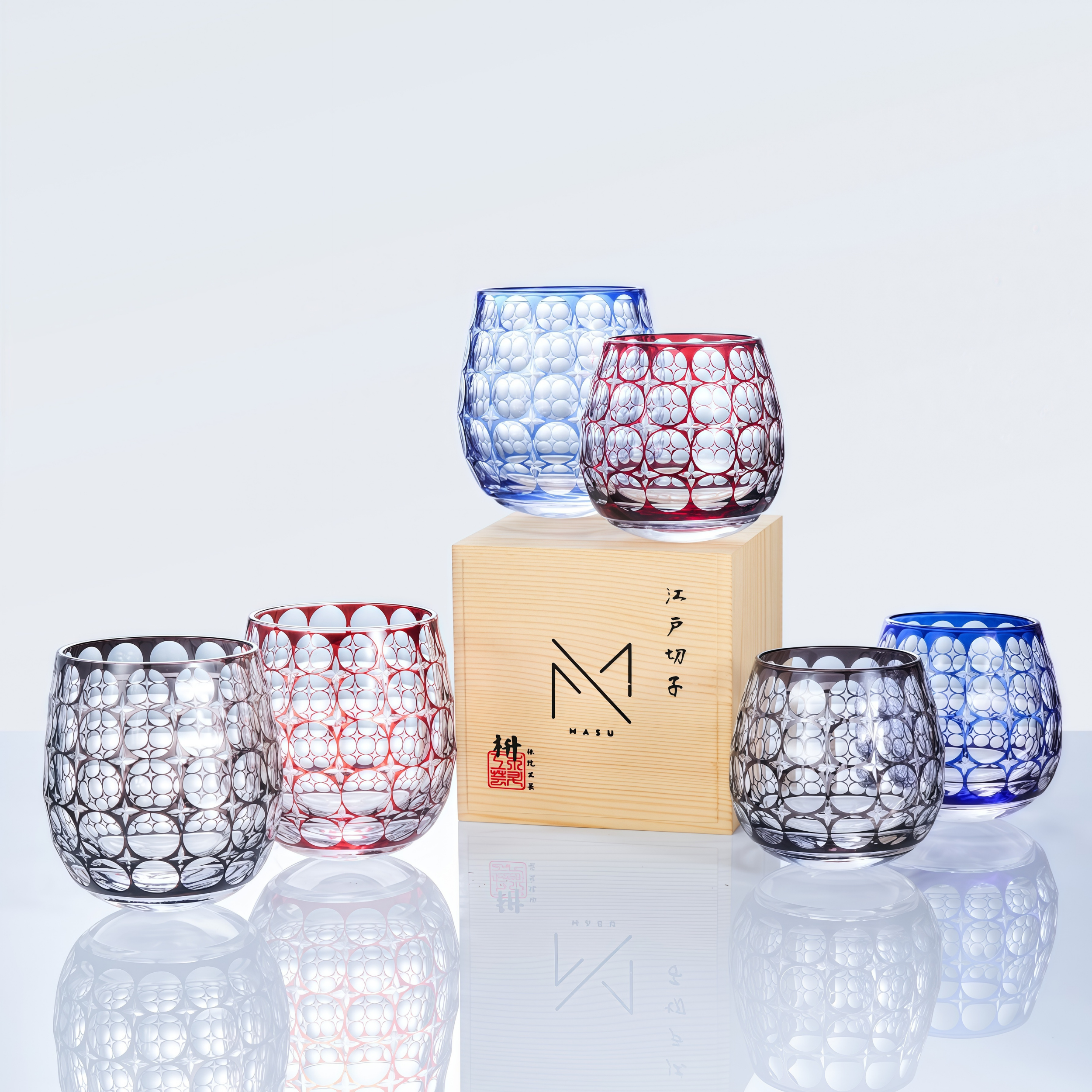 Edo Kiriko Handcrafted Hanamaru Whisky Glass Collection