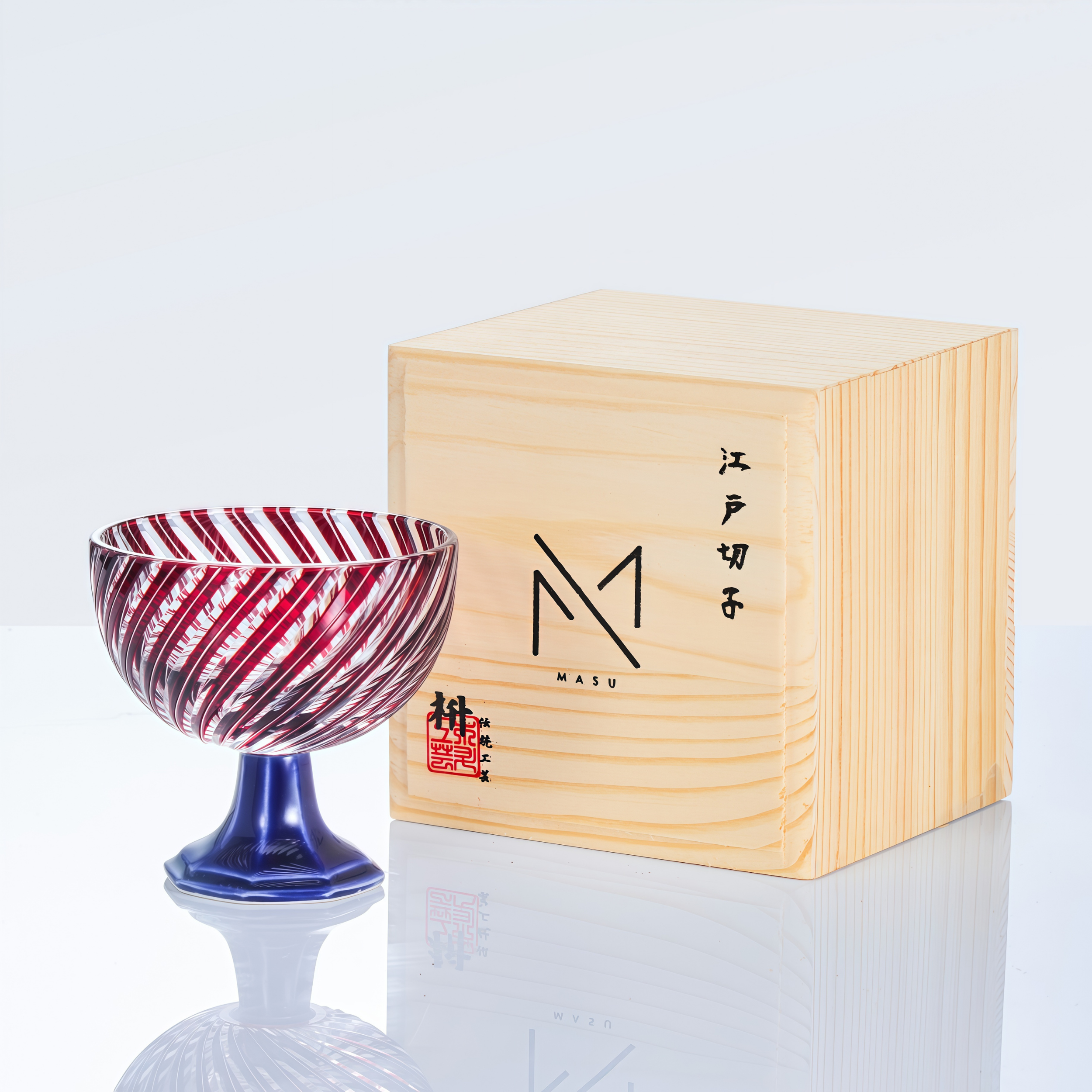 Edo Kiriko Handcrafted Takadai Komon Sake Glass Collection