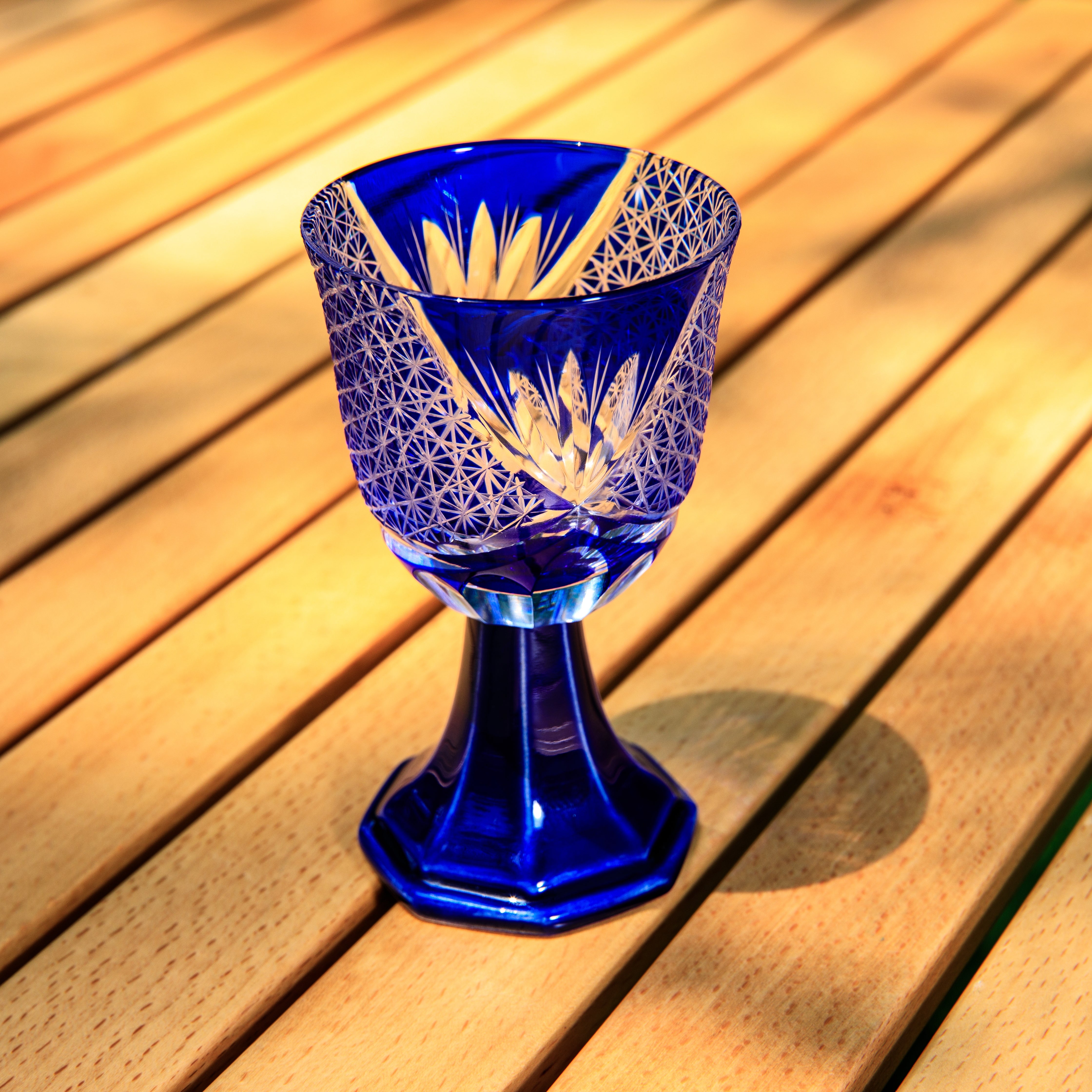 Edo Kiriko Handcrafted Hanabishi Goblet Glass Collection