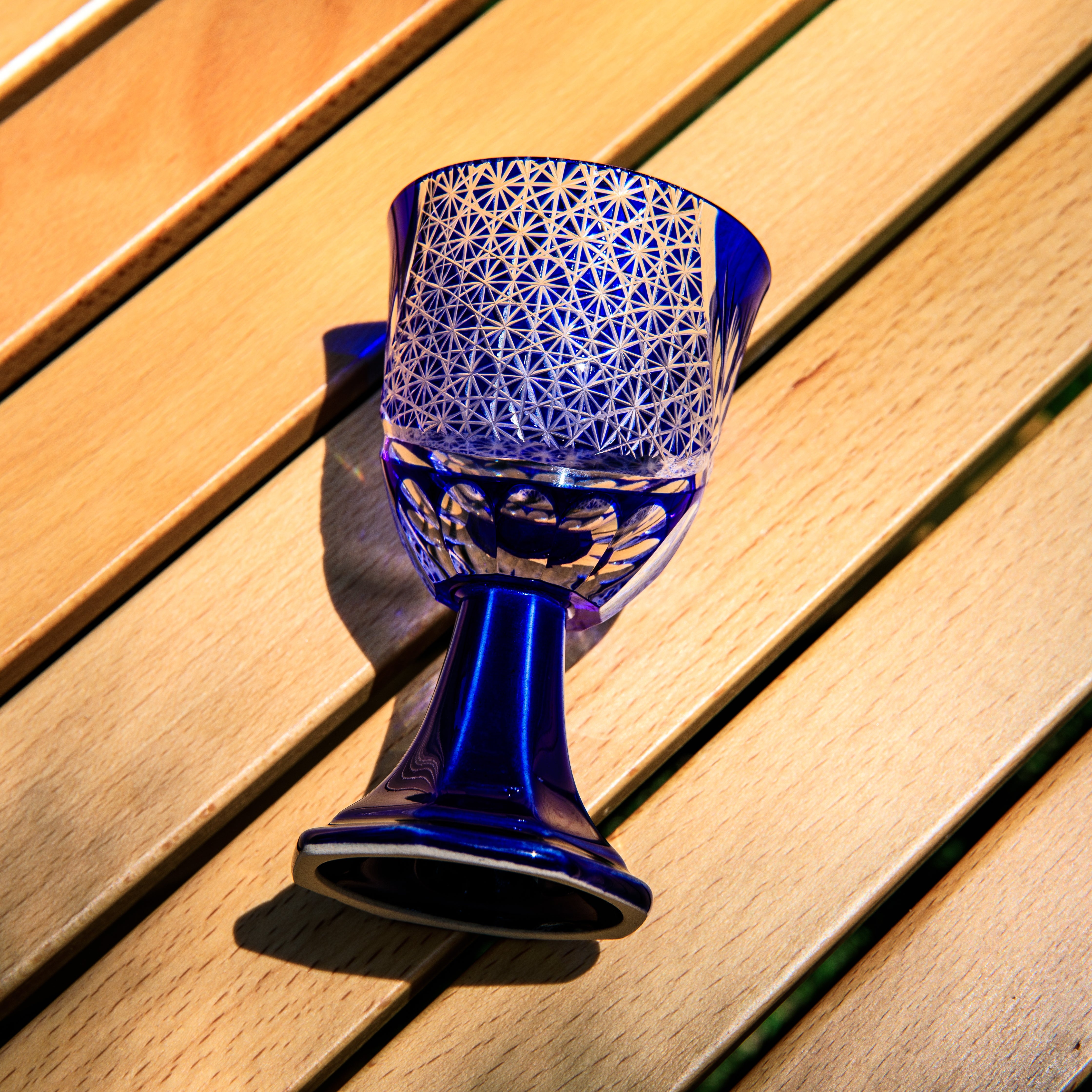 Edo Kiriko Handcrafted Hanabishi Goblet Glass Collection
