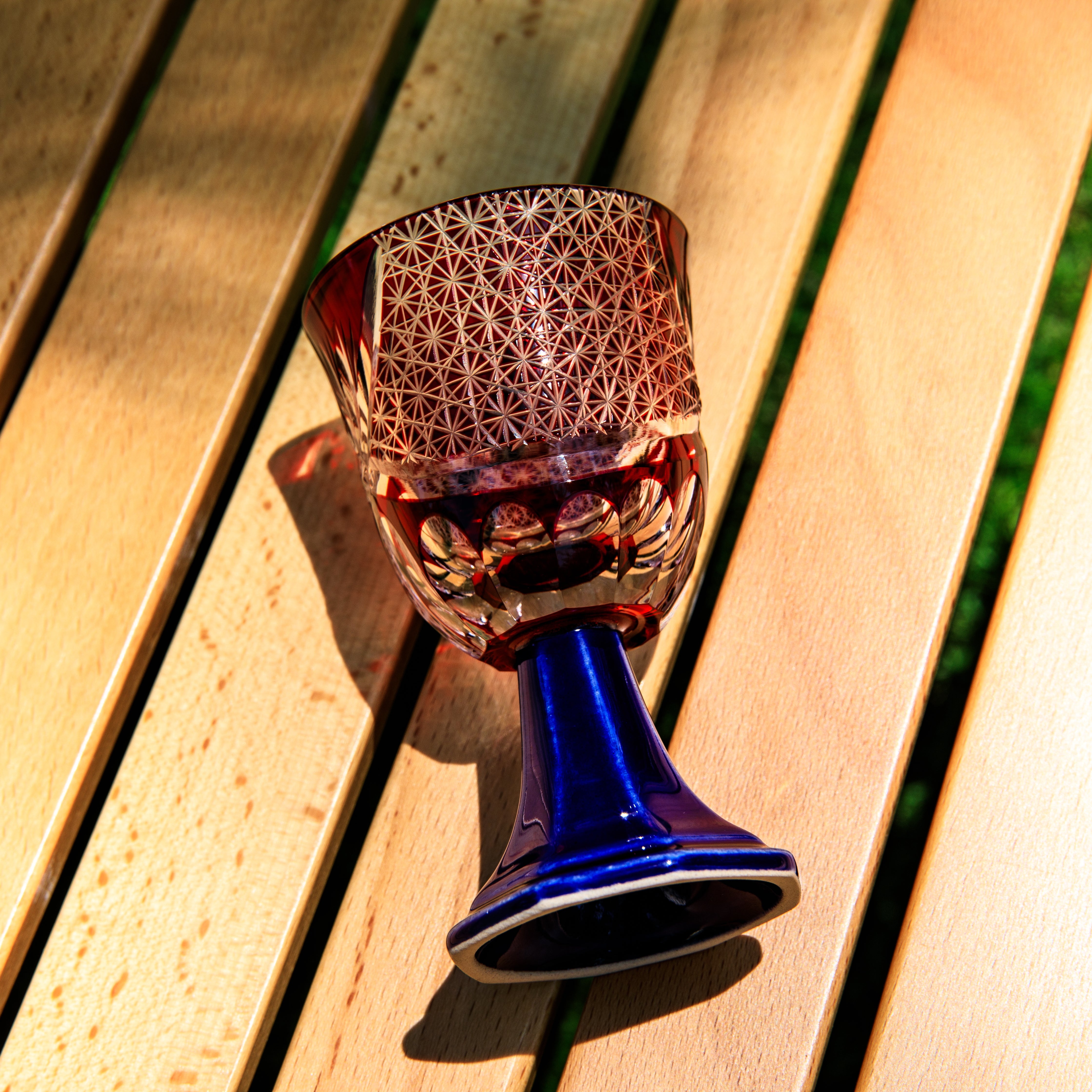 Edo Kiriko Handcrafted Hanabishi Goblet Glass Collection