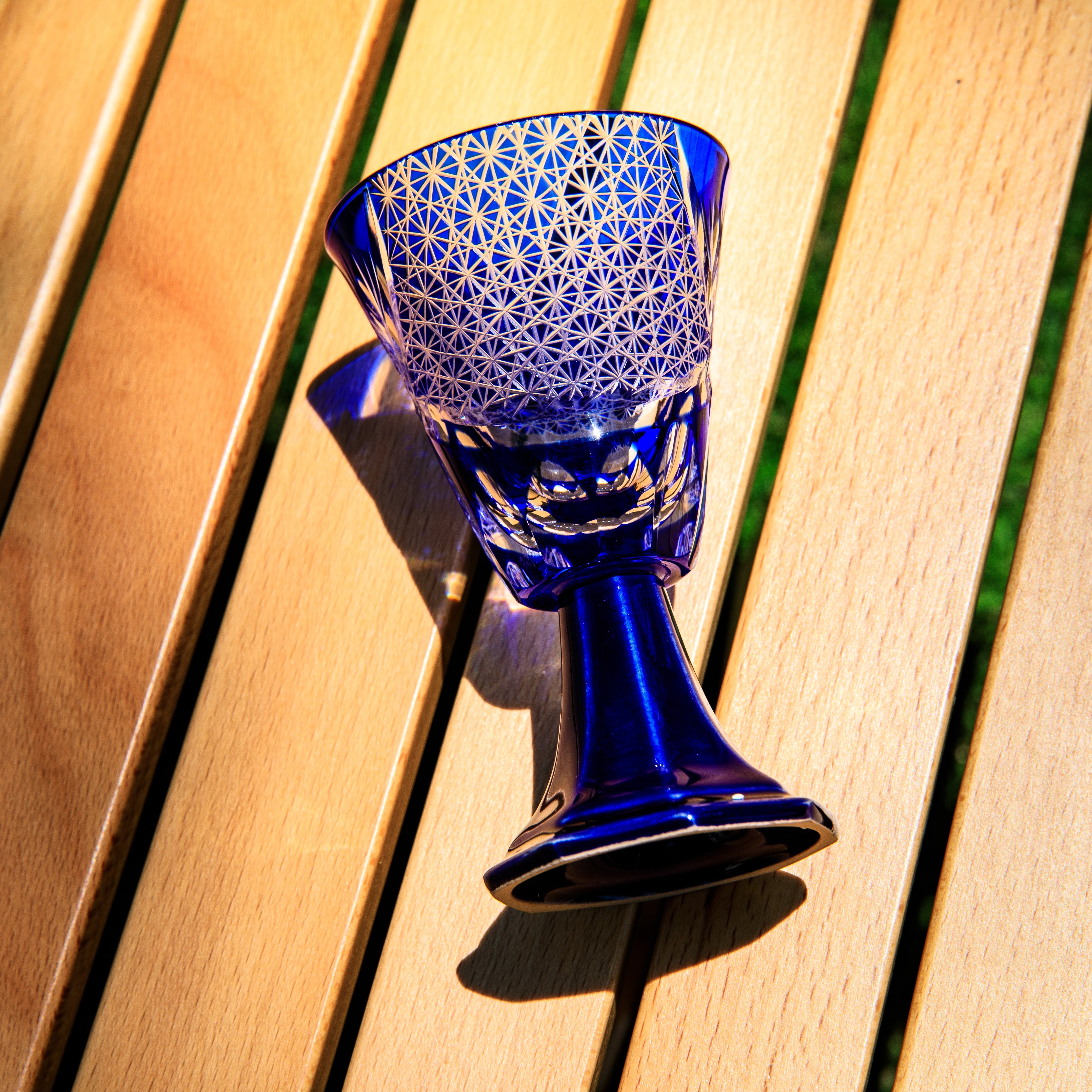 Edo Kiriko Handcrafted Hanabishi Goblet Glass Collection