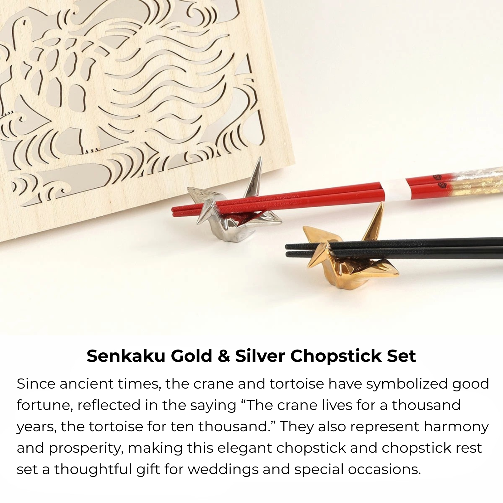 Senkaku Gold and Silver Chopsticks Wedding Gift Set