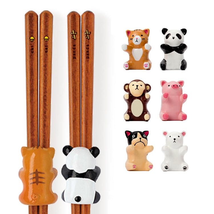 Japanese Handcrafted Animal Series Wooden Children's Chopsticks Set