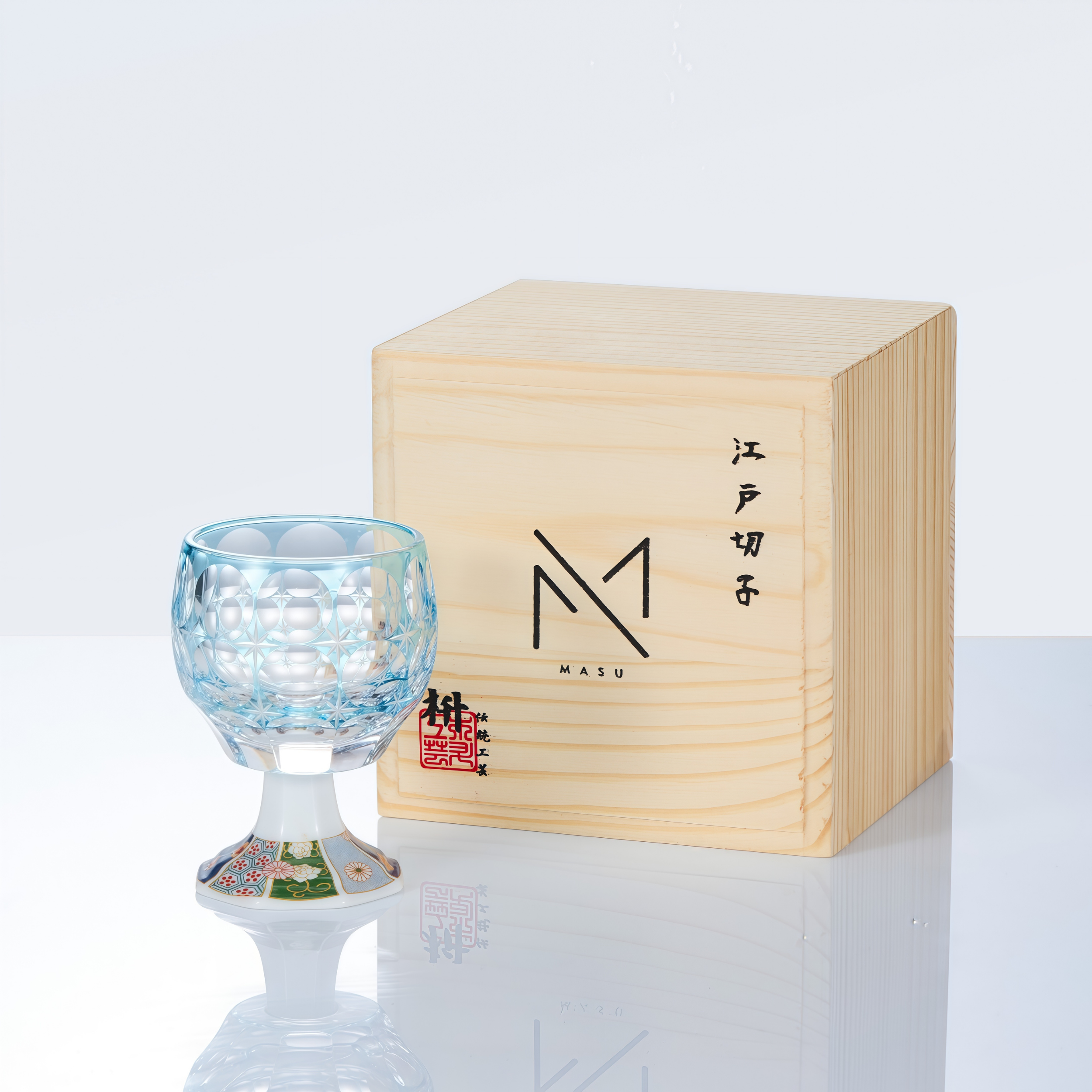 Edo Kiriko Handcrafted Kazaridai Goblet Glass Collection