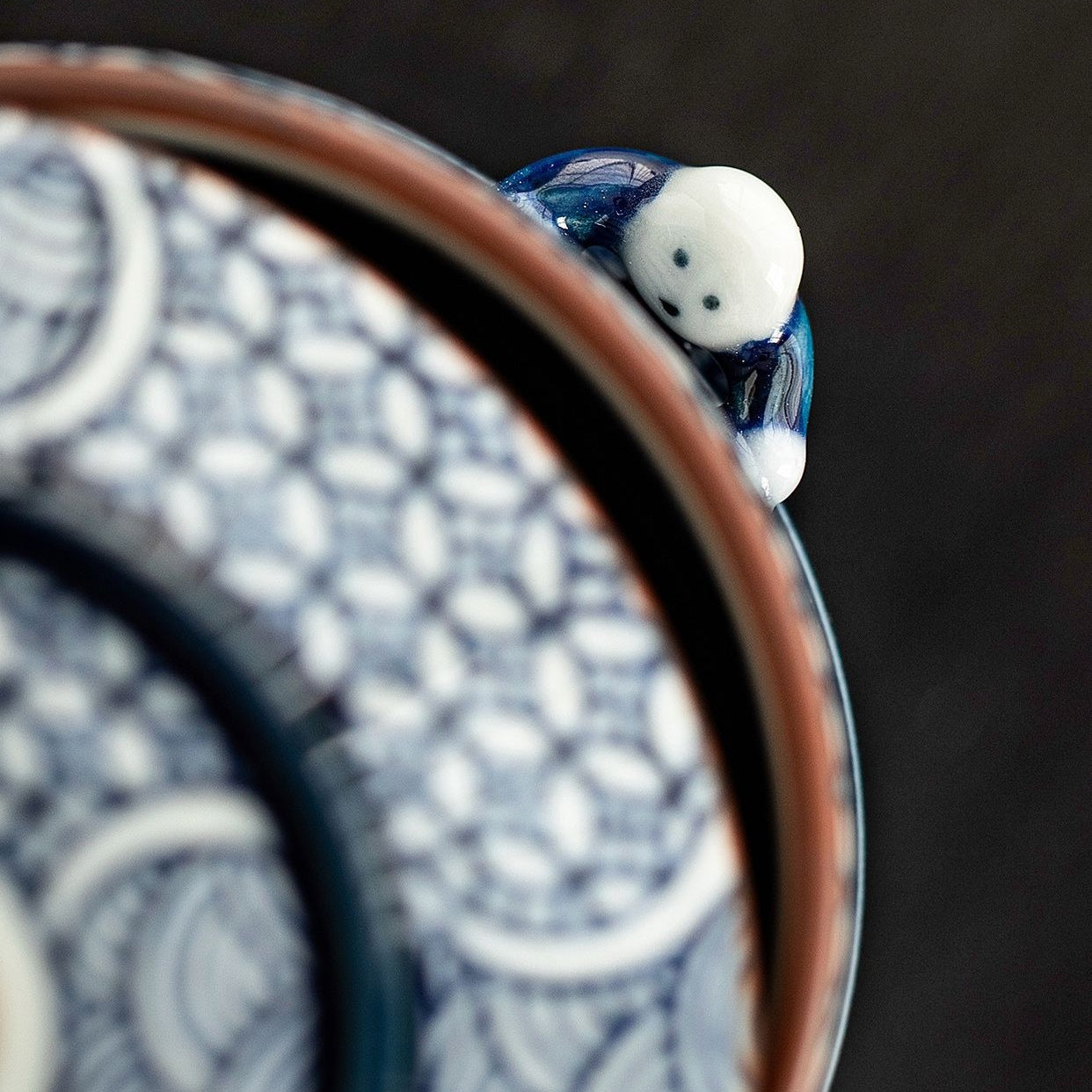 Arita Ware Seigaiha Shippou Lidded Ceramic Teacup