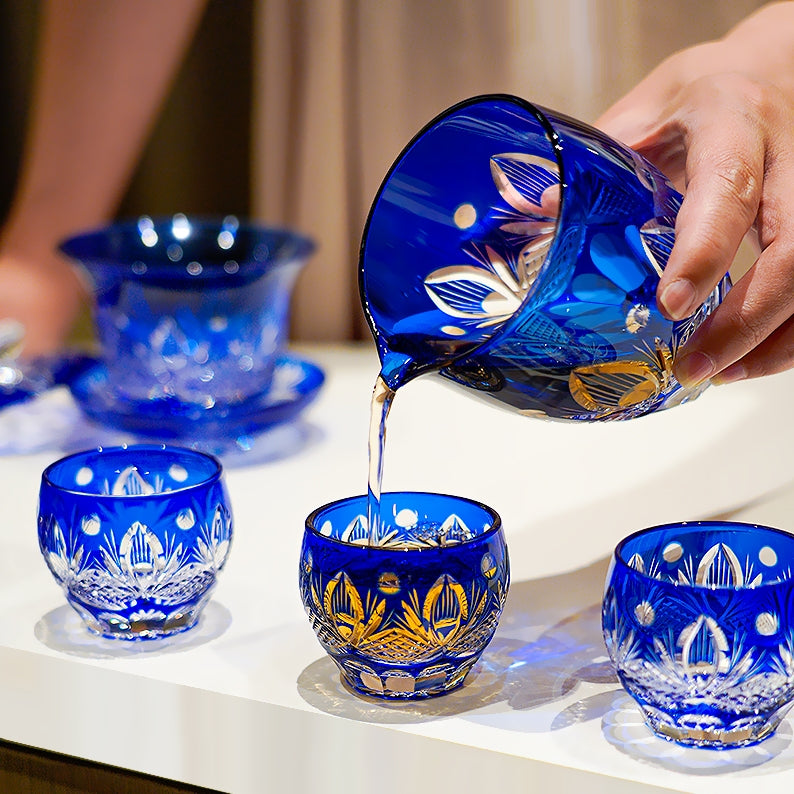 Blue Chrysanthemum Handcrafted Tea Set - MASU
