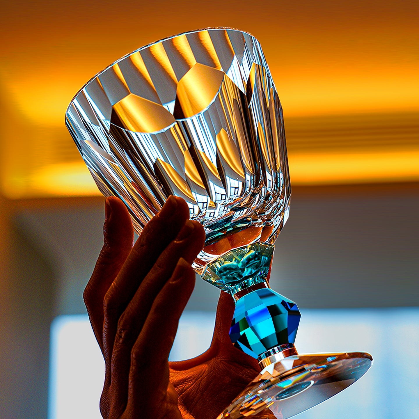 Edo Kiriko Handcrafted Crystal Prism Wine Glass