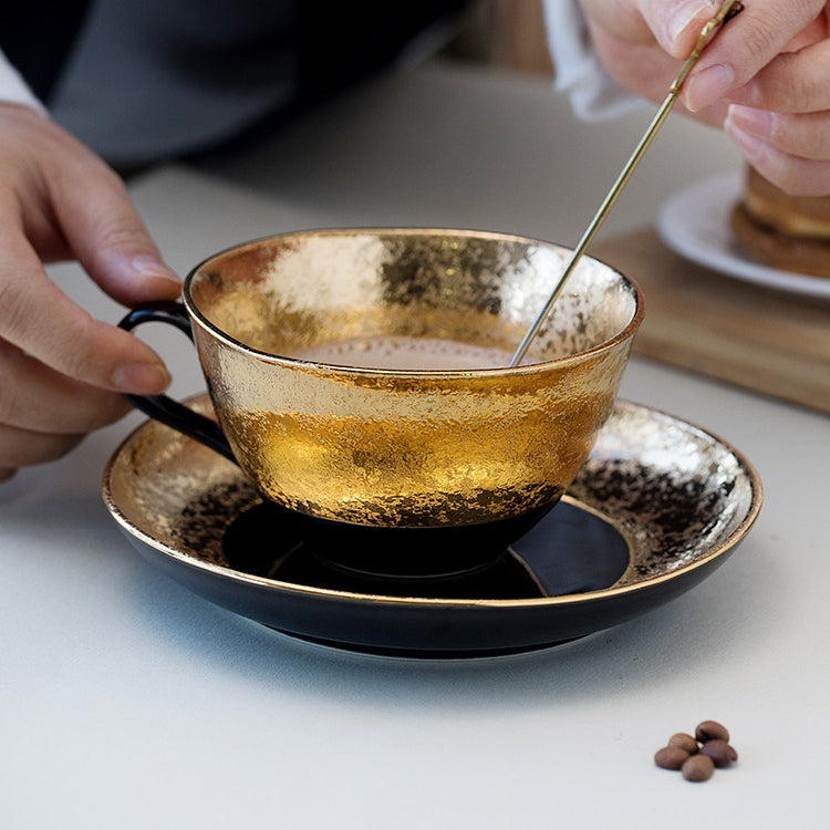 Arita Ware Handcrafted Kinsai Black Gold Coffee Cup/Saucer Set
