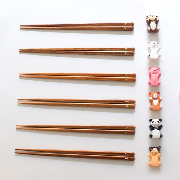 Japanese Handcrafted Animal Series Wooden Children's Chopsticks Set