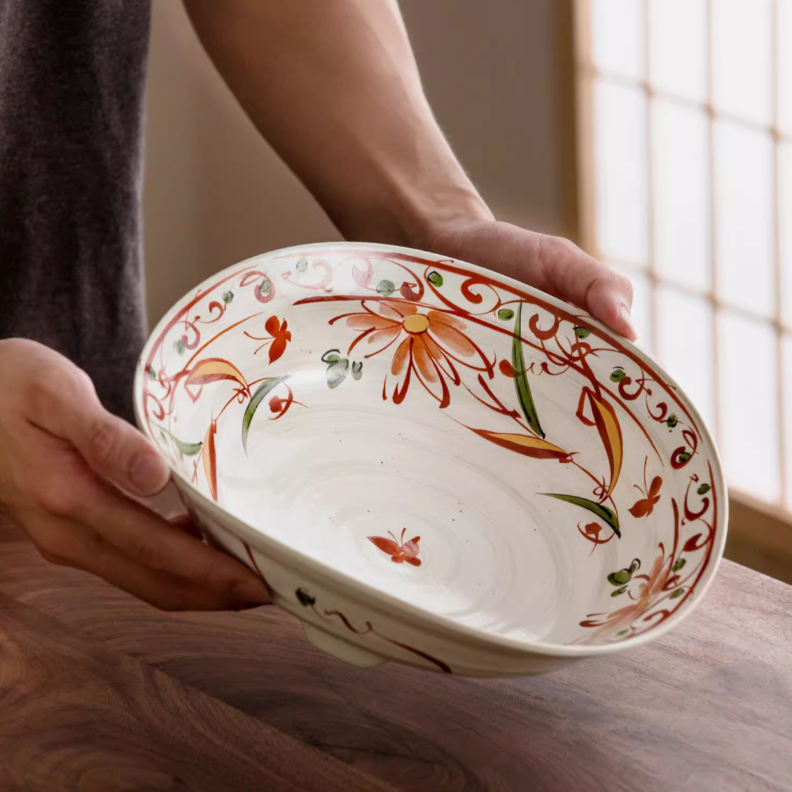 Minoware Akae Red Blossom Butterfly Dish Collection