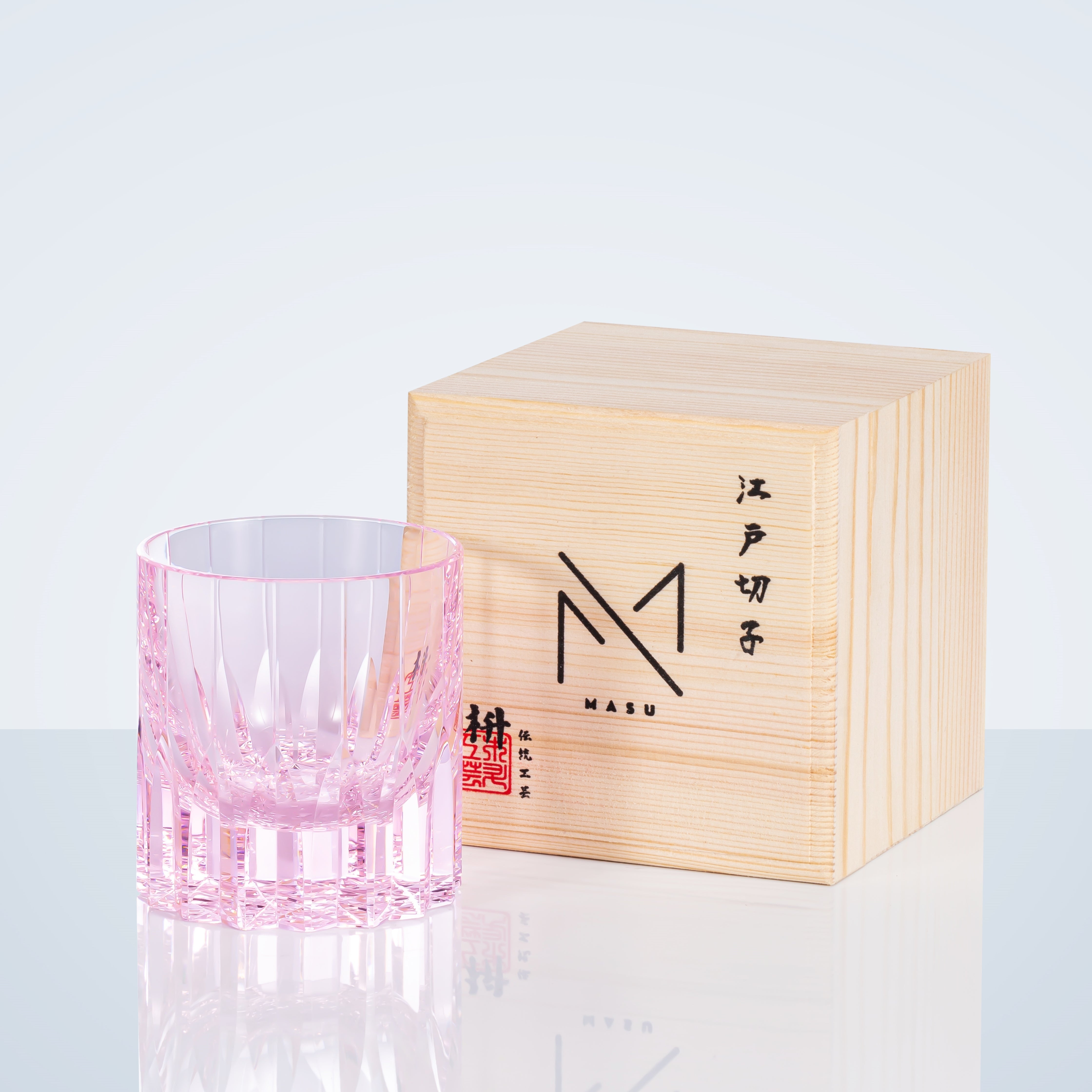 Edo Kiriko Multi-Color Edition Dazzling Whisky Glasses With Wooden Box