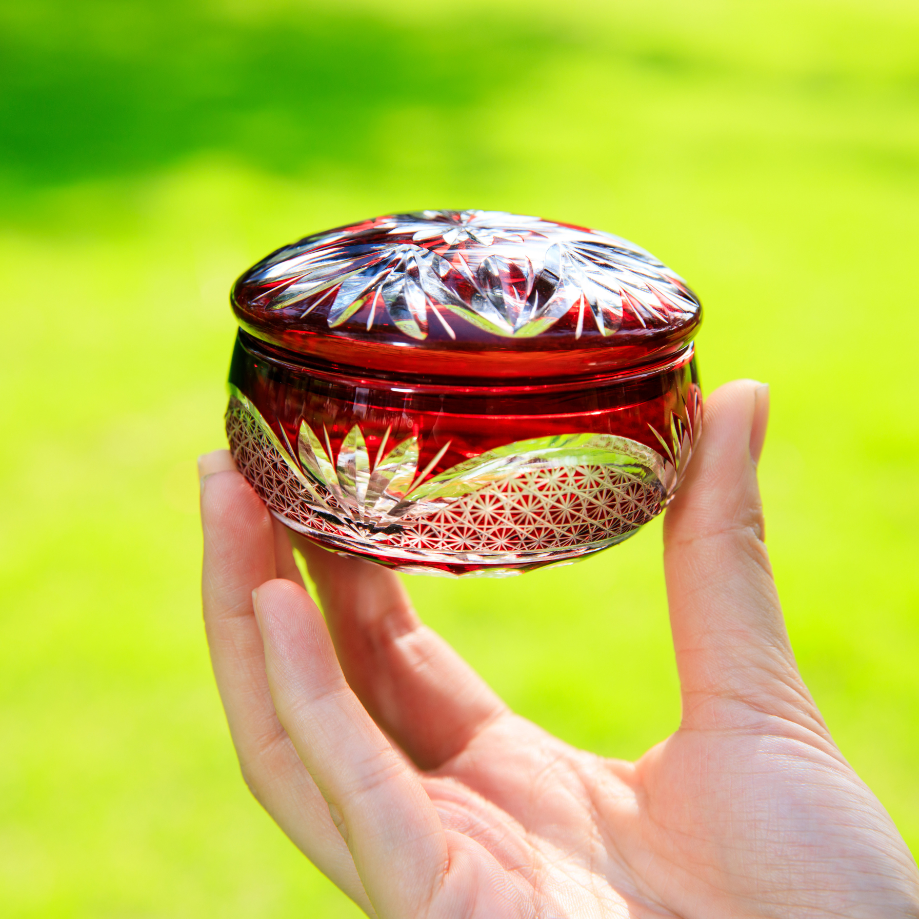 Edo Kiriko Handcrafted Shoun Lidded Glass Collection