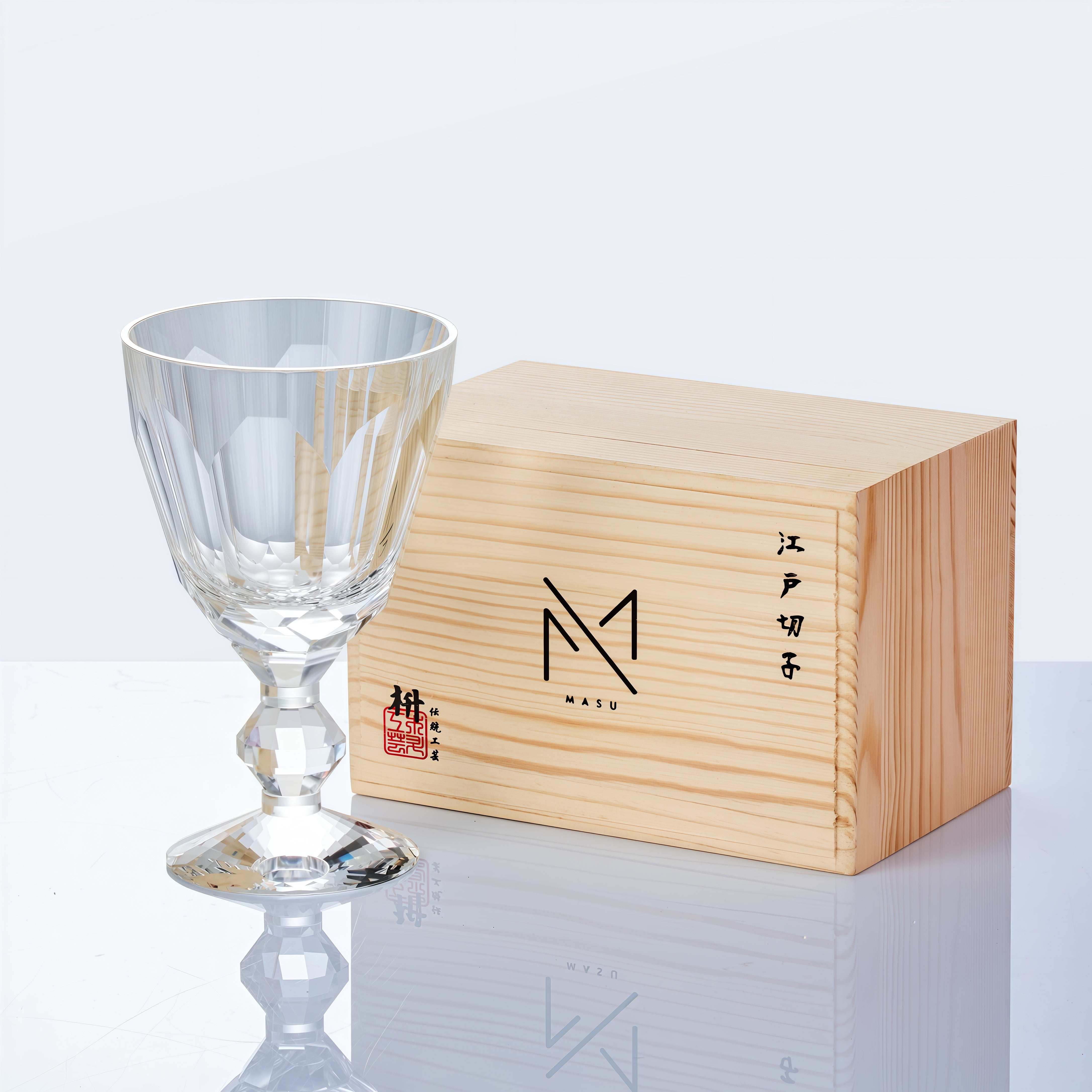 Edo Kiriko Handcrafted Crystal Prism Wine Glass