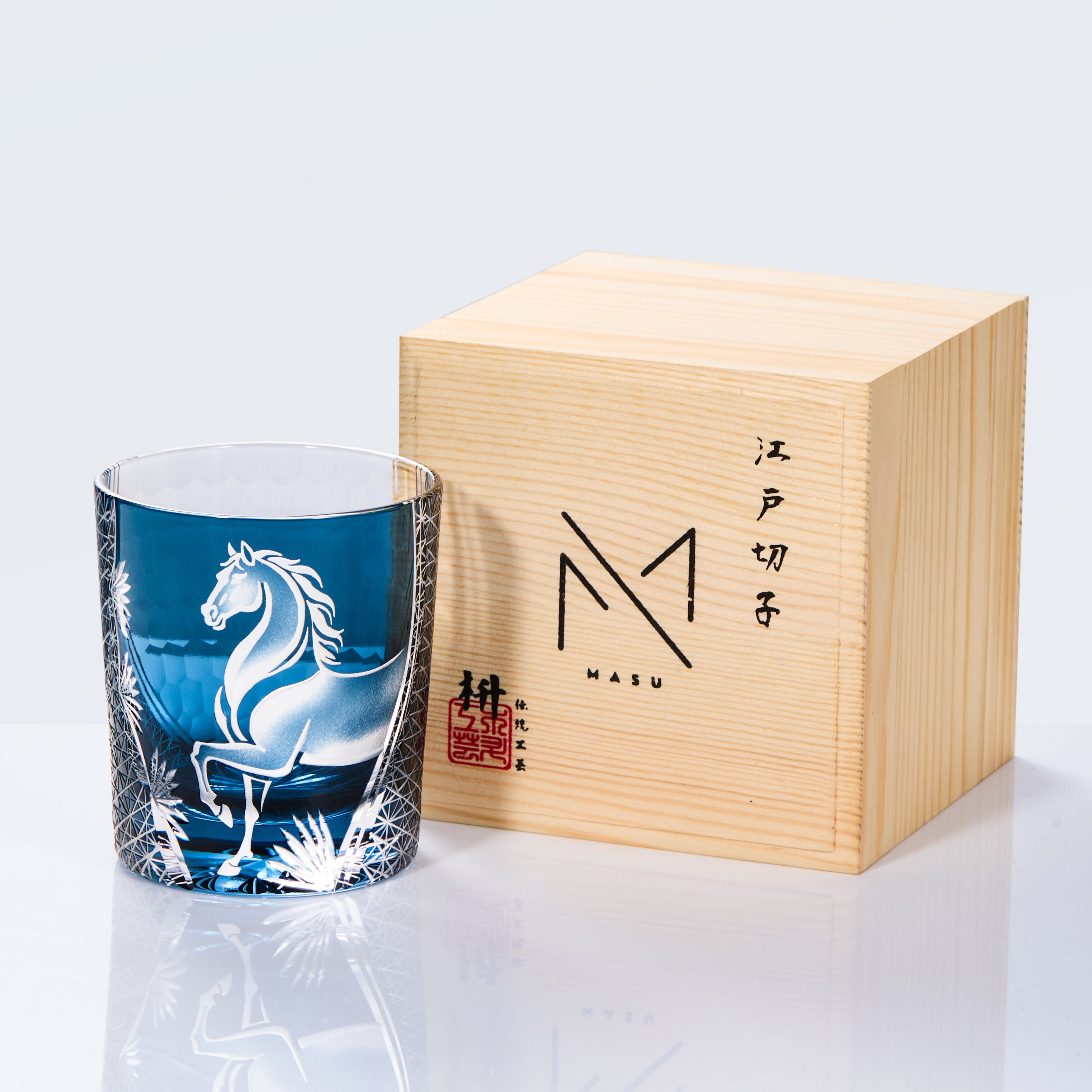 Edo Kiriko Handcrafted Meiba Whisky Glass With Wooden Box - MASU