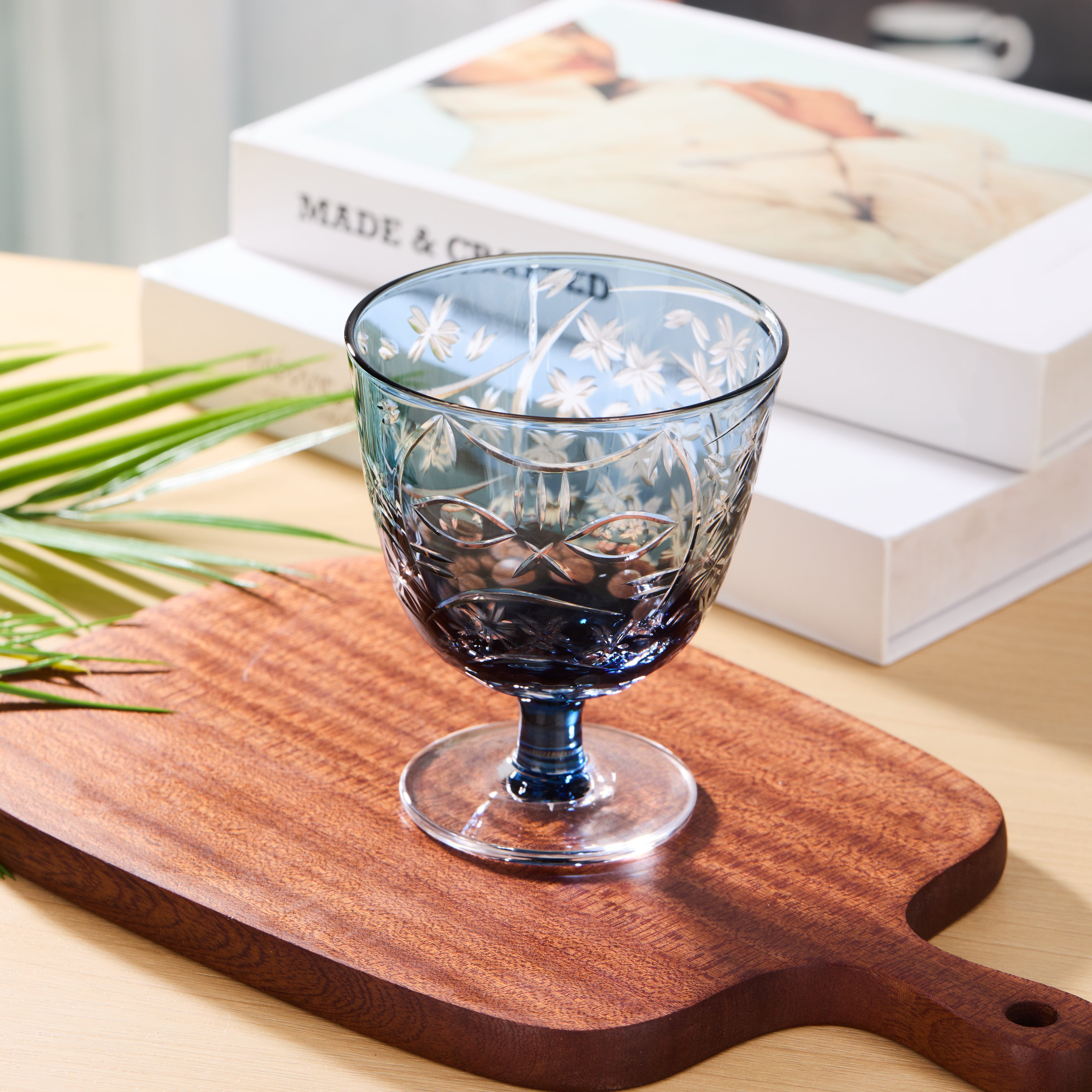 Edo Kiriko Handcrafted Sakura Nami Slim Goblet Glass Collection - MASU
