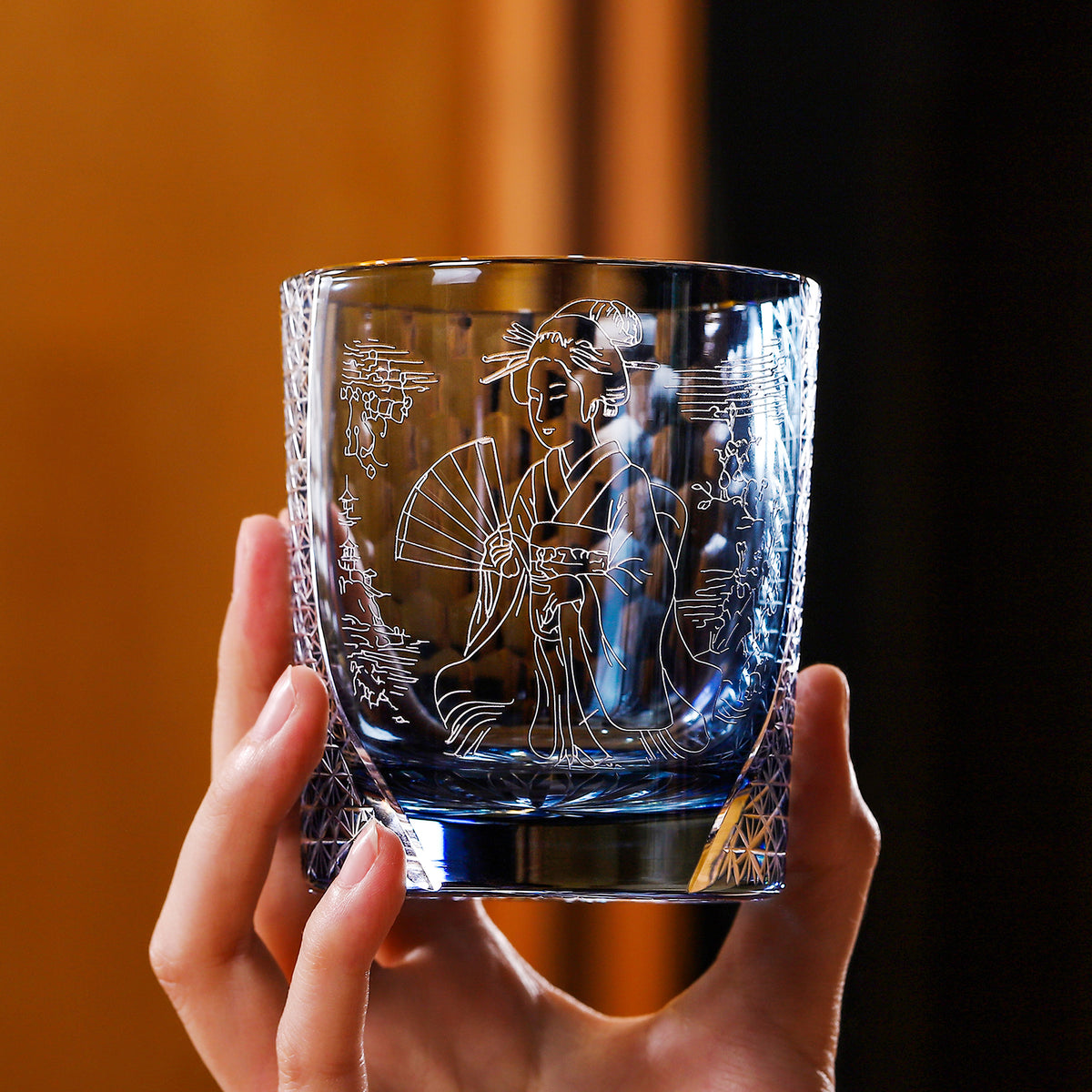 Edo Kiriko Handcrafted Aoi Monogatari Whisky Glass Collection
