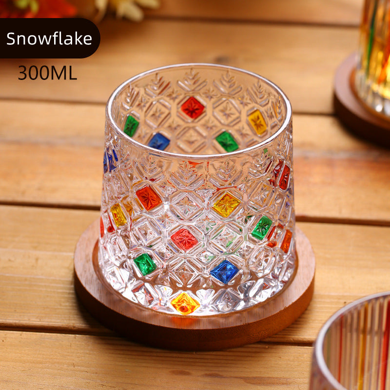 Rotating Multi Color Stained Whiskey Glass With Gift Box - MASU