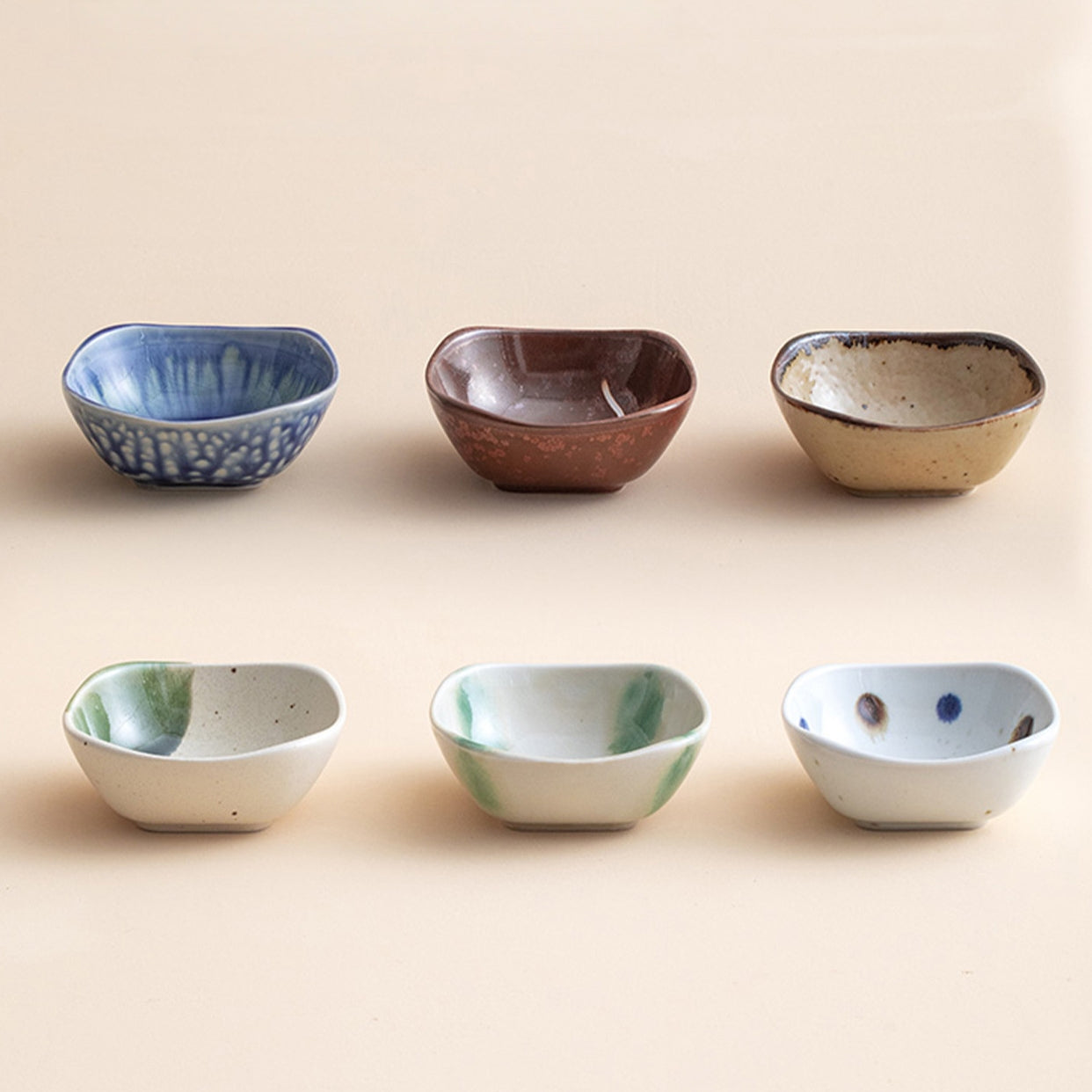Hatsuichi Mino Ware Wabi Sabi Condiment Dish Set of Six