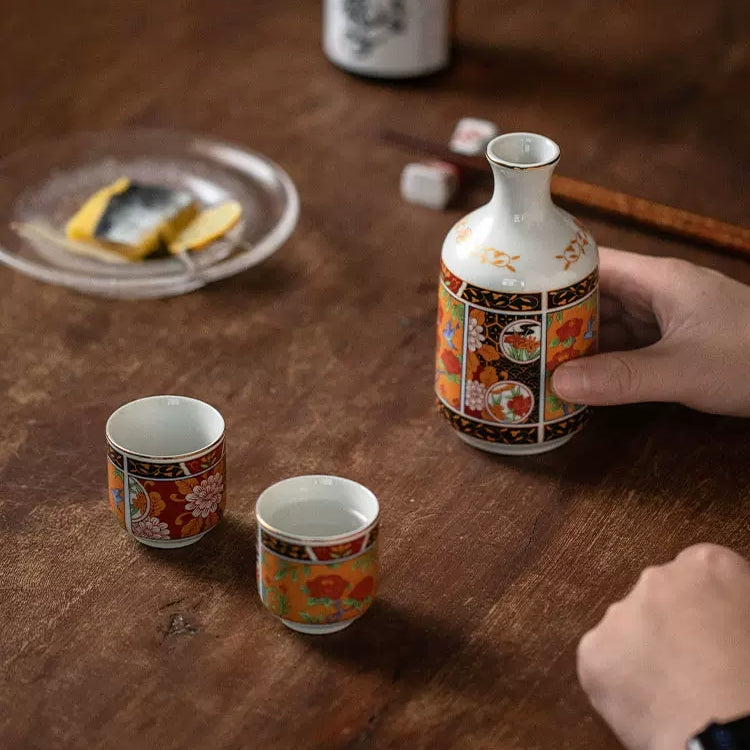 Japanese Handcarfted Mino Ware Ceramic Sake Set