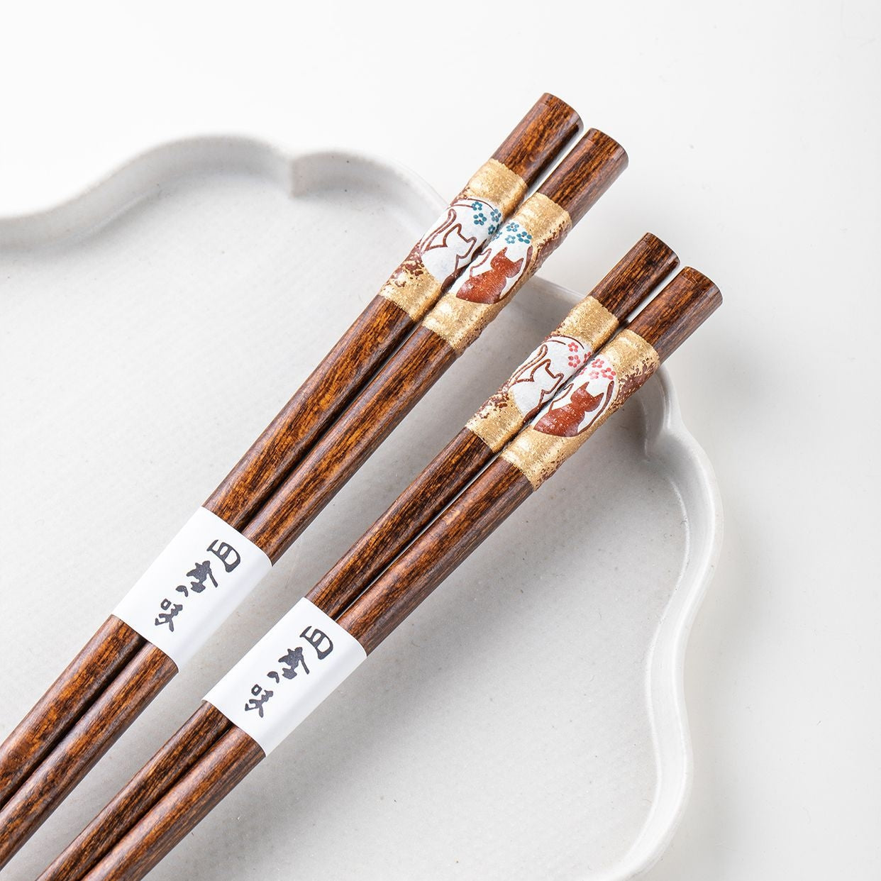 Sakura Neko Couple Wooden Chopsticks