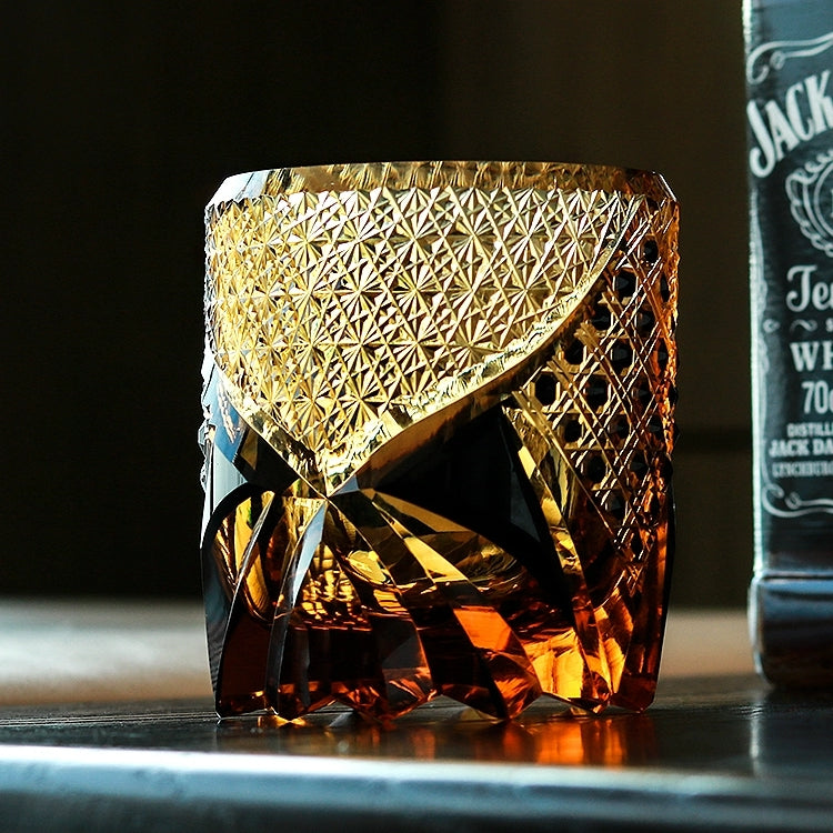 Edo Kiriko Handcrafted Avaire Plum Artistry Whiskey Glass With Wooden Box -  MASU