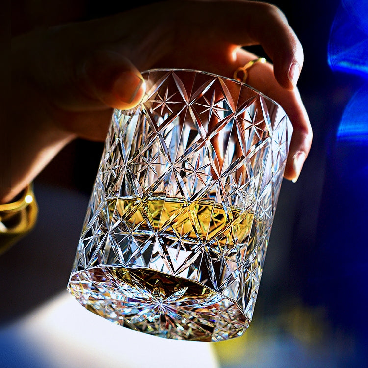 Edo Kiriko Handcrafted Celestial Whisky Glass With Wooden Box