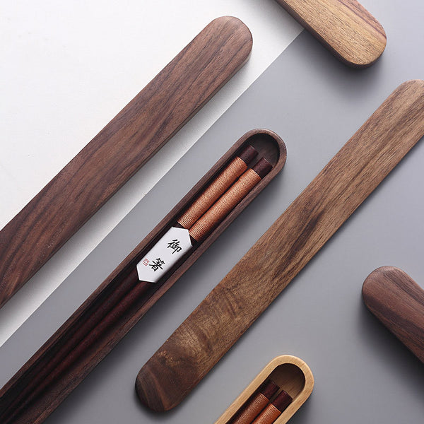 MASU Black Walnut Chopsticks with Decorative Thread in Wooden Box - MASU