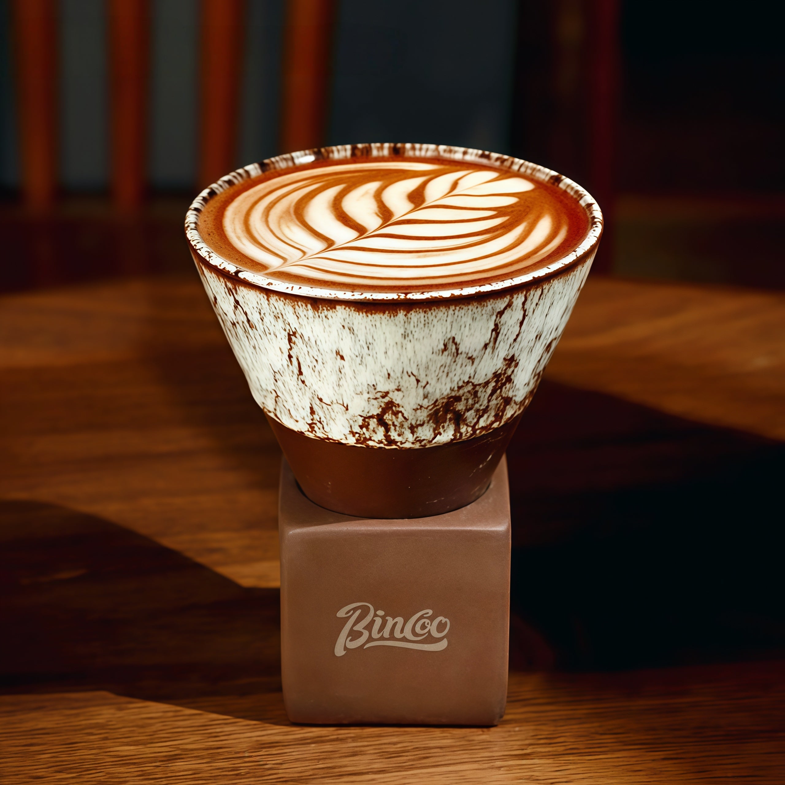 Handcrafted Glaze Cone Ceramic Coffee Cup with Stand