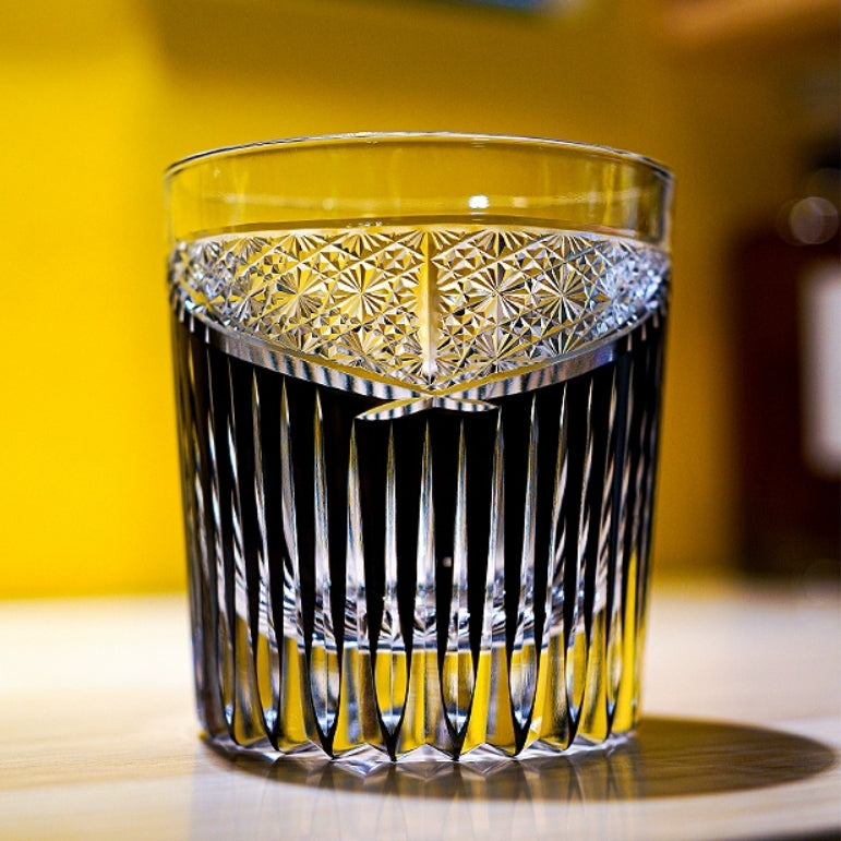 Edo Kiriko Handcrafted Avaire Plum Artistry Whiskey Glass With Wooden Box -  MASU