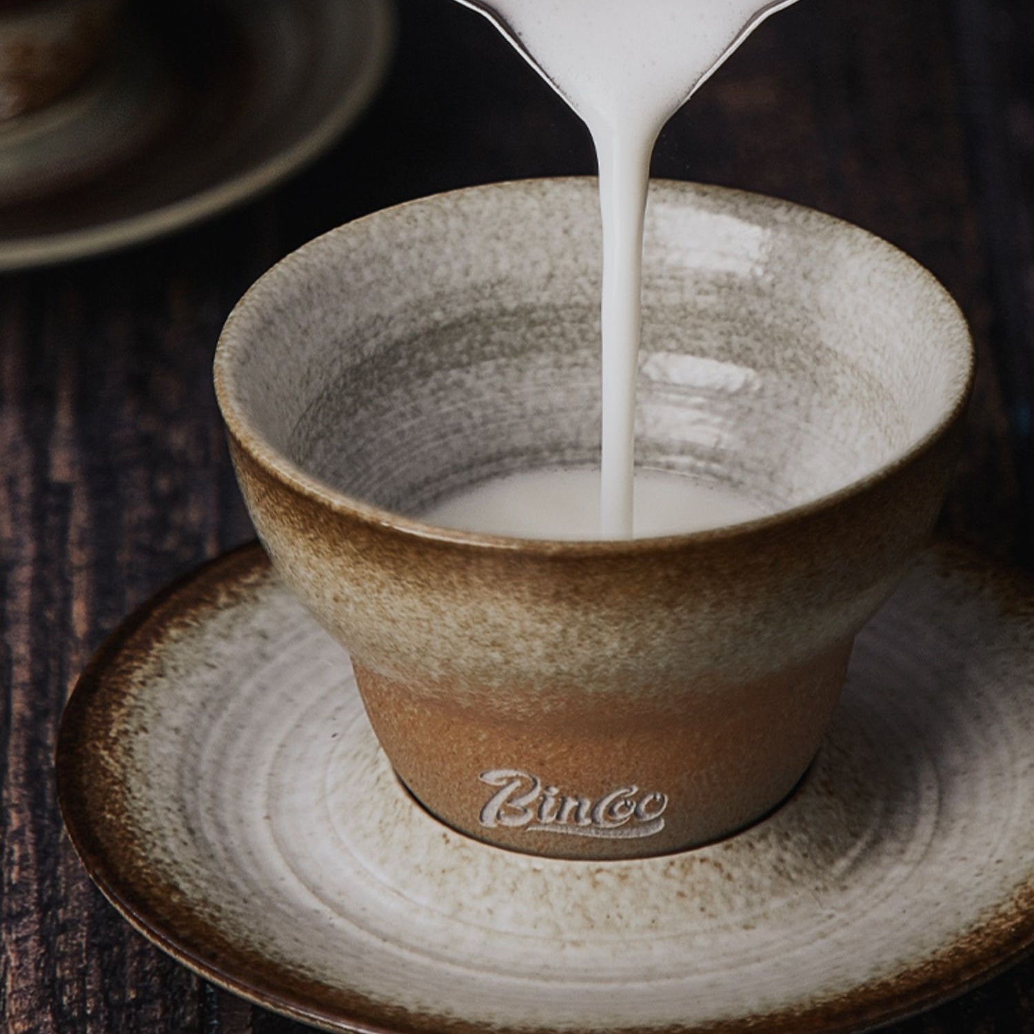 Handcrafted Glazed Ceramic Cone Shape Coffee Cup/Saucer Set