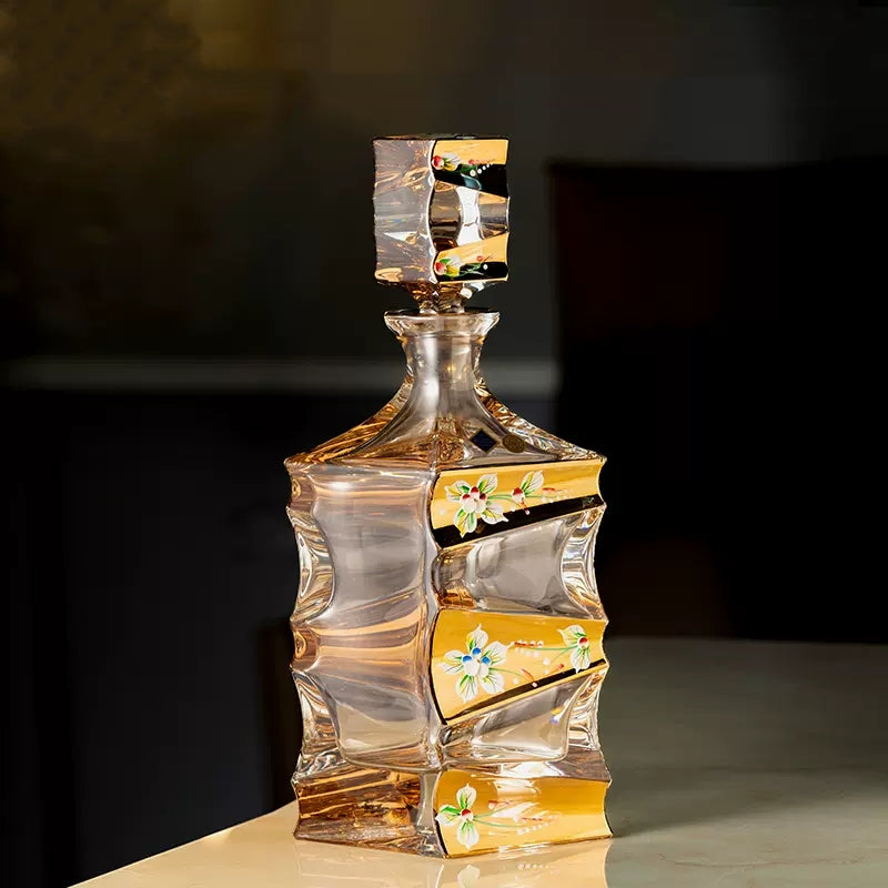 Bohemia Enamel Bloom Crystal Whisky Decanter Set