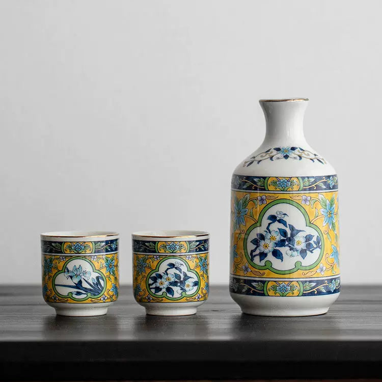 Japanese Handcarfted Mino Ware Ceramic Sake Set