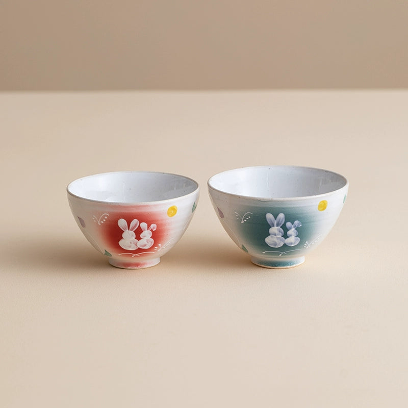 Mino Ware Tsukiyo Usagi Couple’s Bowl Set of Two