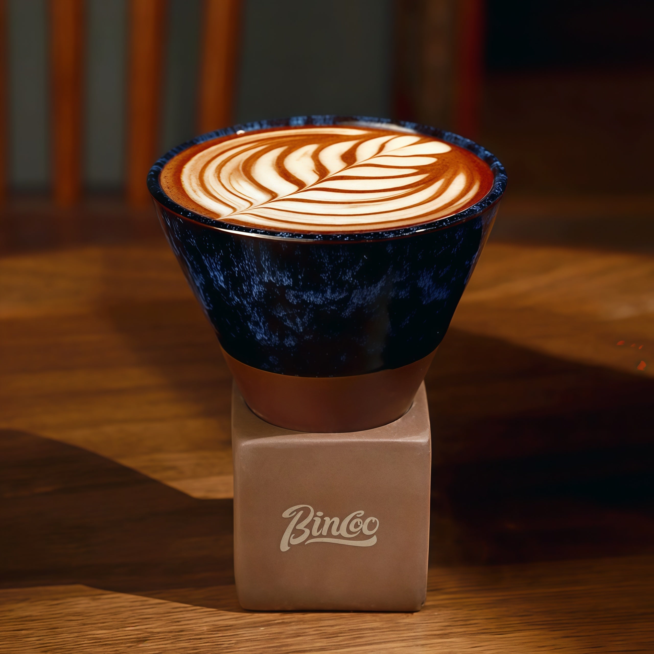 Handcrafted Glaze Cone Ceramic Coffee Cup with Stand