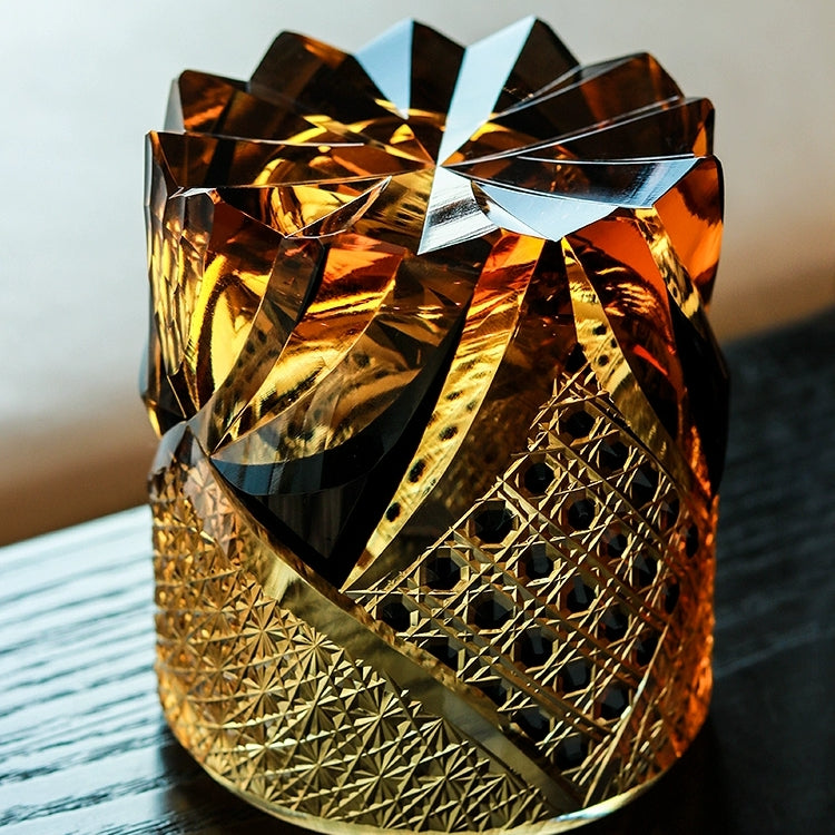 Edo Kiriko Handcrafted Dark Knight Whisky Glass With Wooden Box