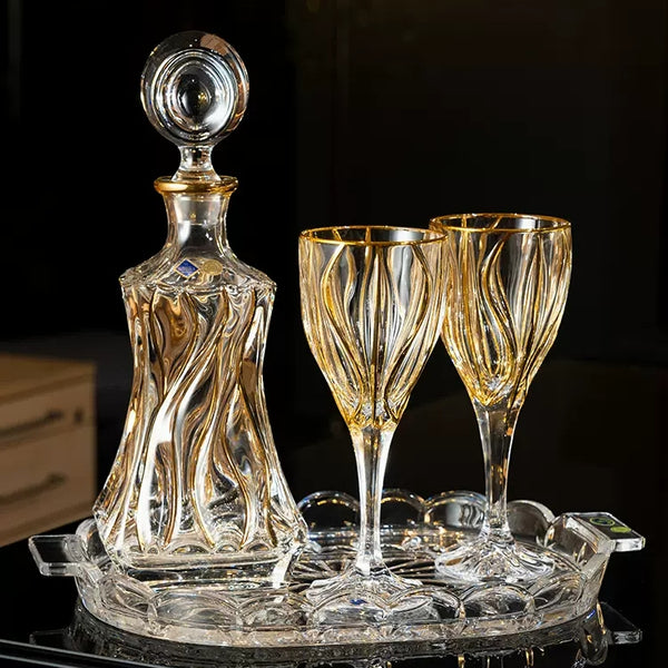 Bohemia Crystal Luxury Wine and Champagne Glass Decanter Set - MASU