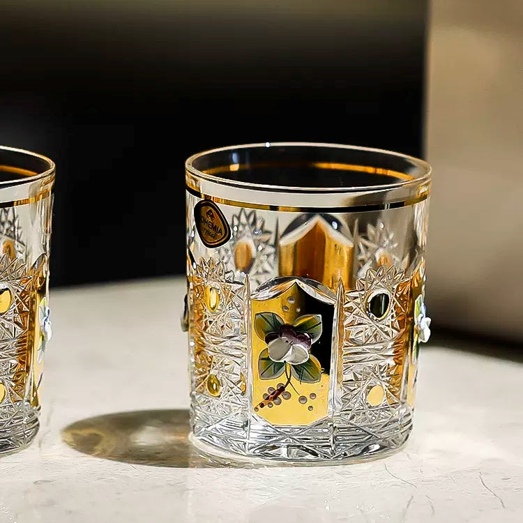 Bohemia Enchanted Blossom Whisky Glasses Gift Set Of Two