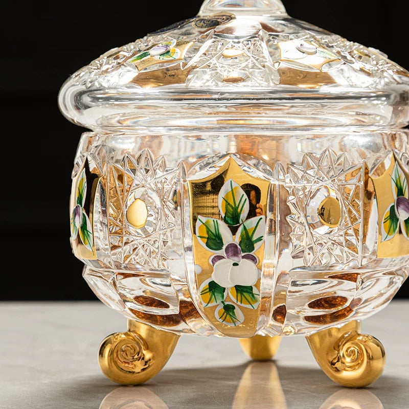 Bohemian Crystal Gilded Enamel Candy Bowl And Dish Collection