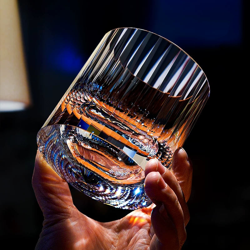 Edo Kiriko Diamond Cut Rotating Crystal Whisky Glass Collection