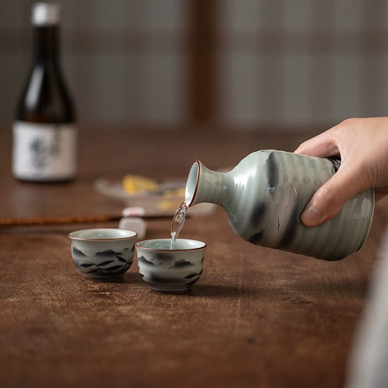 Arita Ware Handcrafted Unkai Sake Set